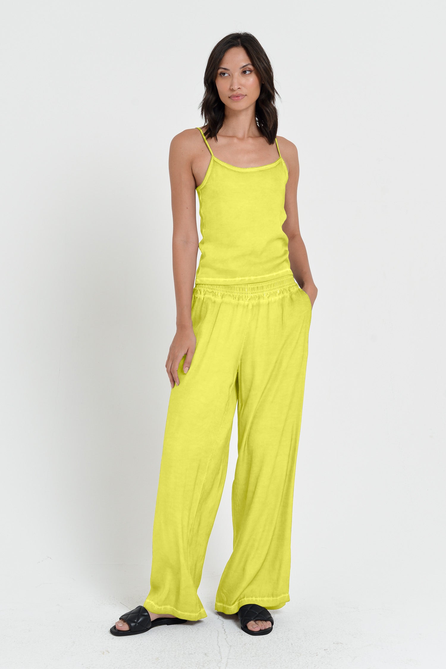 Island Slacks - Wide Flowy Pant - Lime