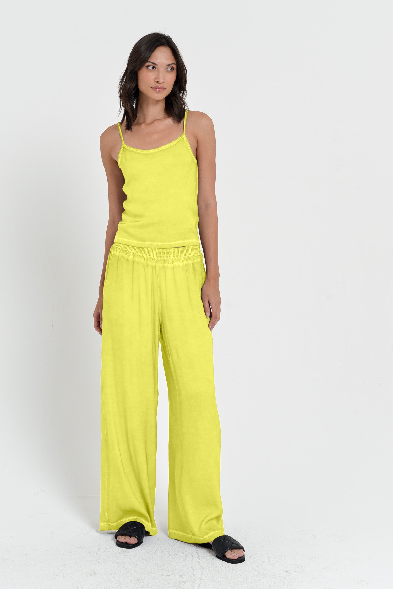Island Slacks - Wide Flowy Pant - Lime