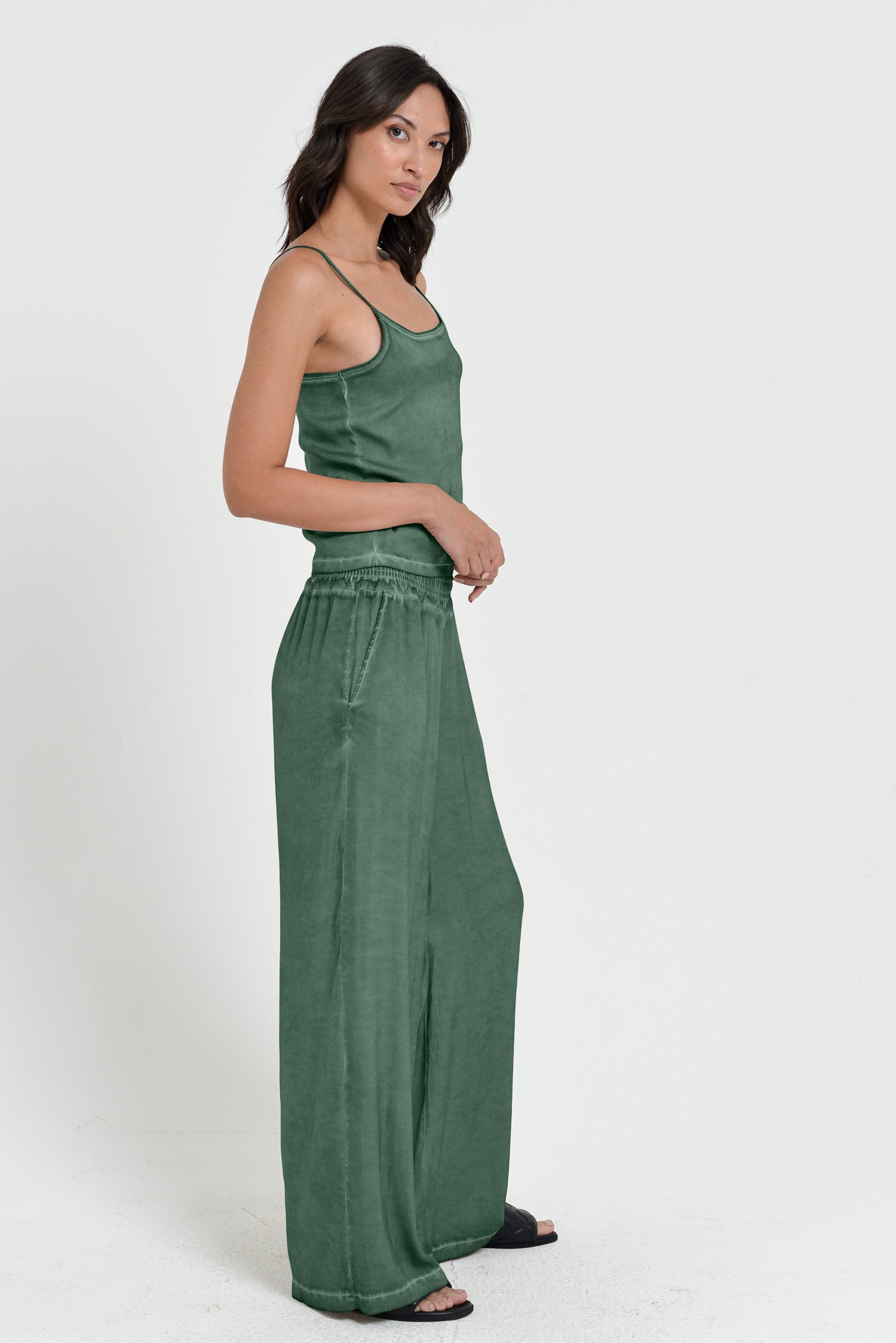 Island Slacks - Wide Flowy Pant - Juniper