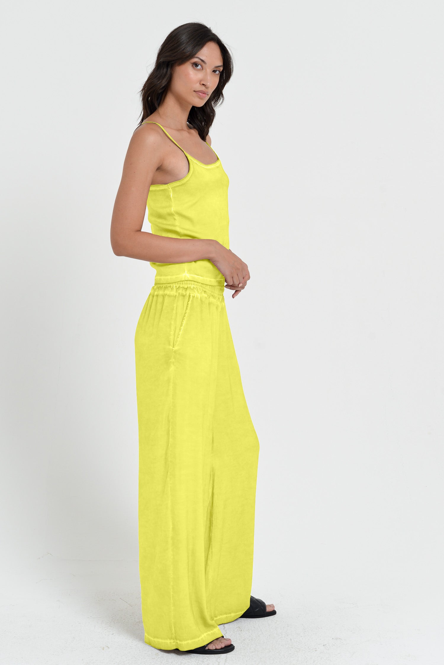 Island Slacks - Wide Flowy Pant - Lime