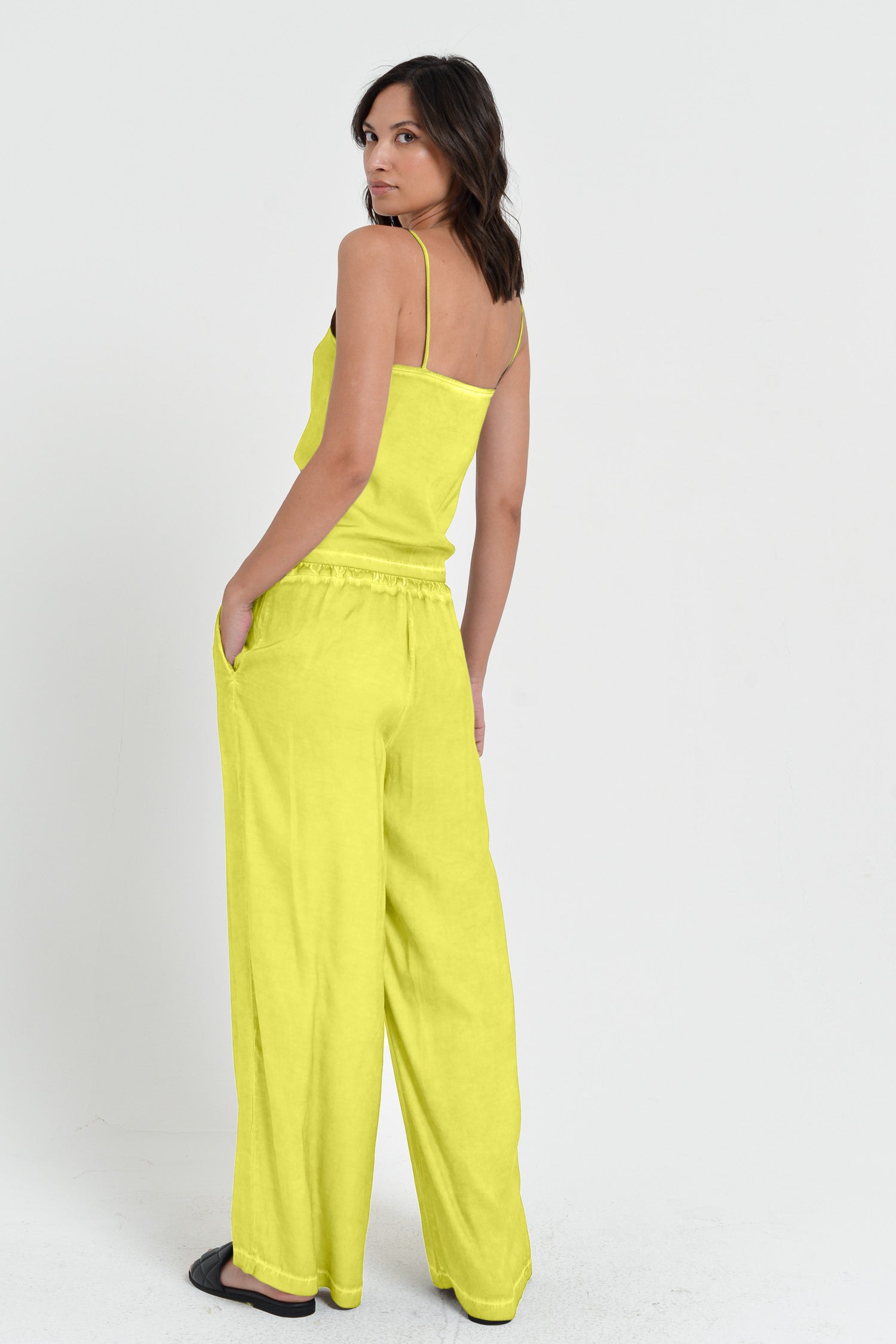 Island Slacks - Wide Flowy Pant - Lime