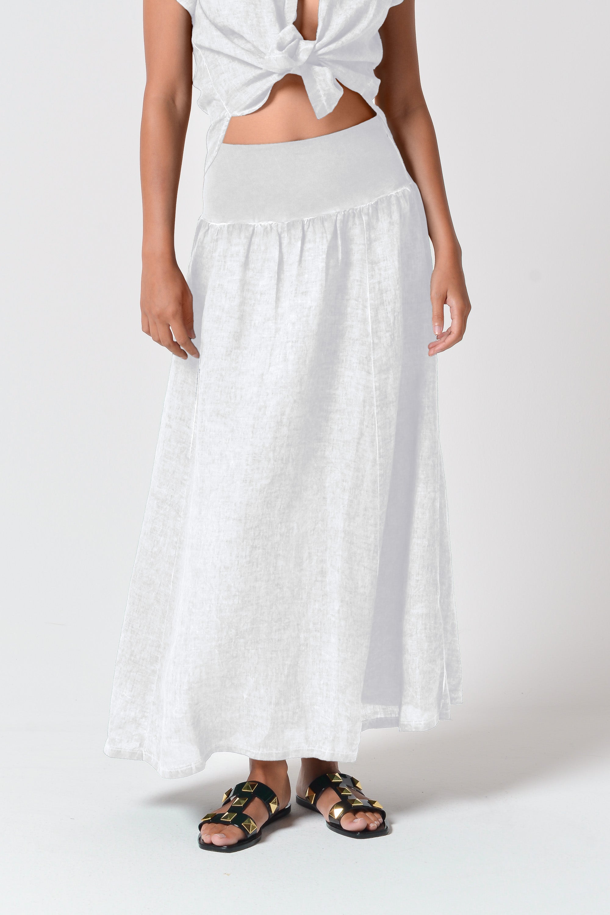 Maxime Skirt - Women's Breezy Linen Skirt - White