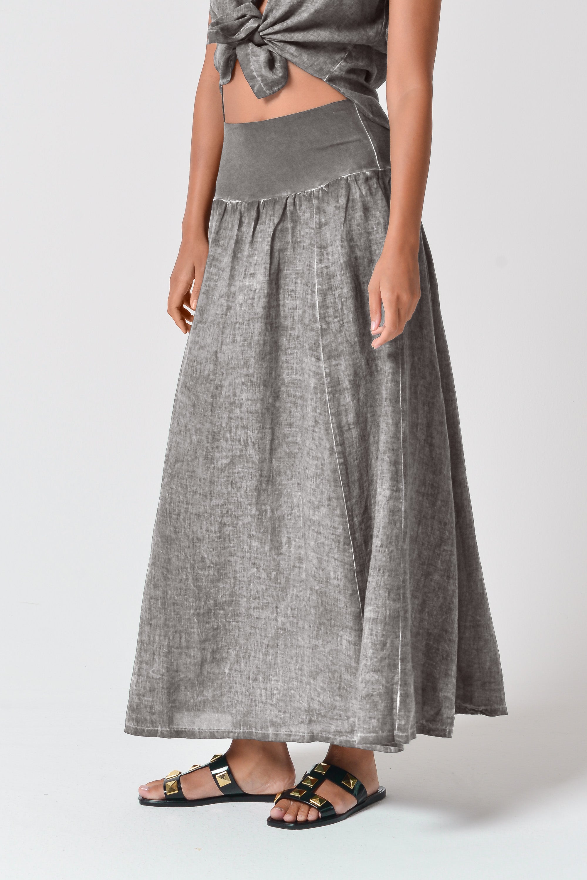 Maxime Linen Skirt - Steel