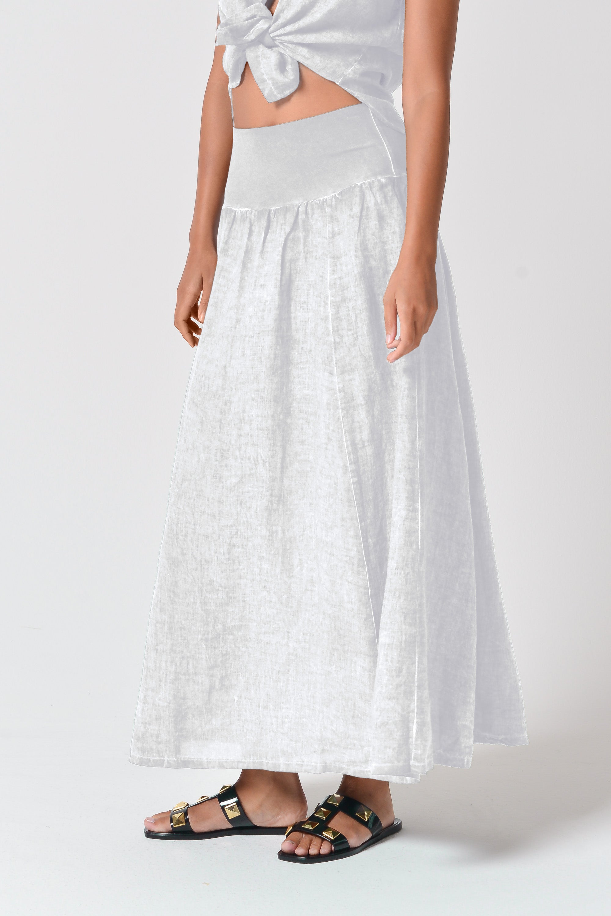 Maxime Skirt - Women's Breezy Linen Skirt - White