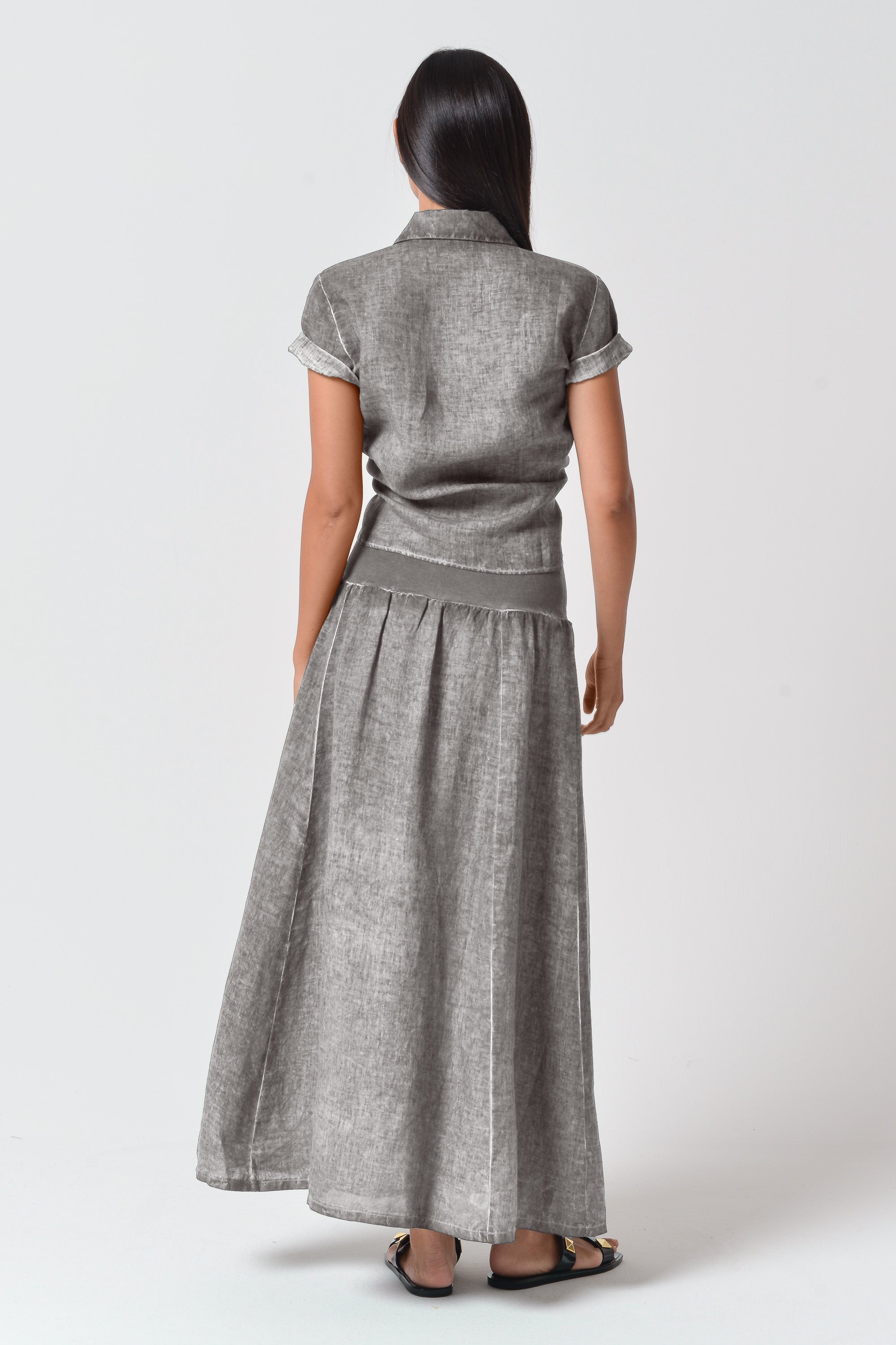 Maxime Linen Skirt - Steel