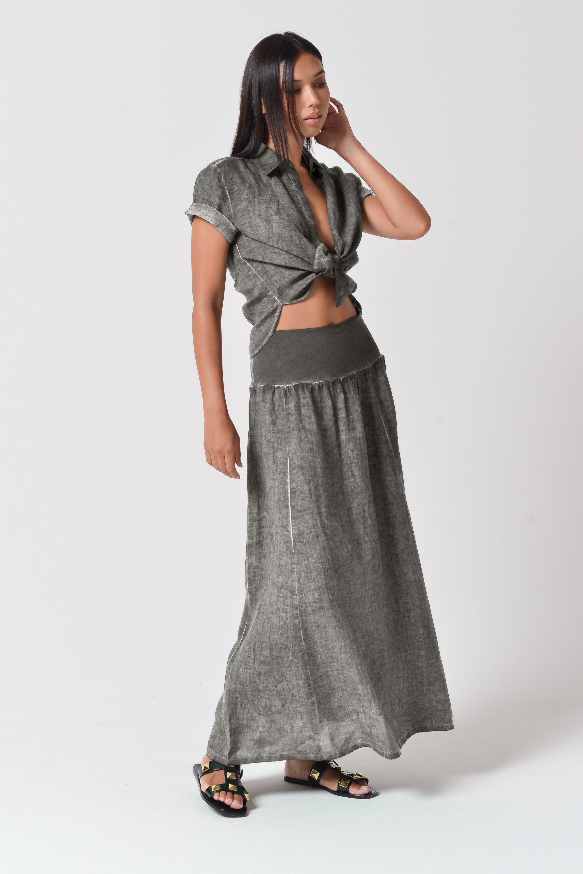 Maxime Linen Skirt - Dolphin