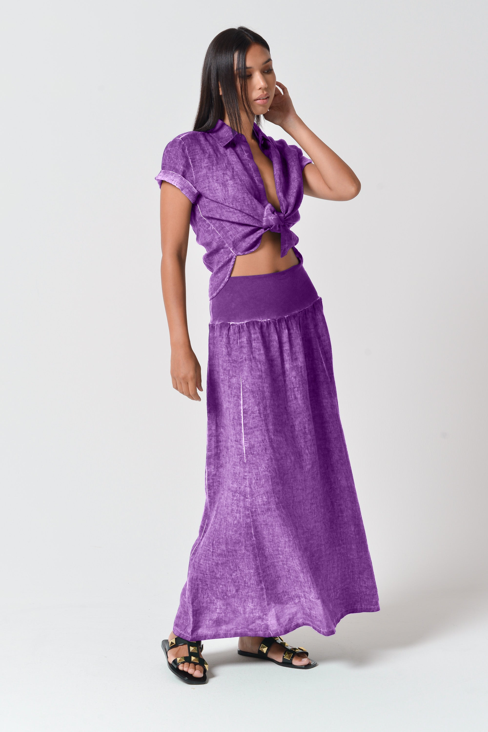 Maxime Linen Skirt - Morado