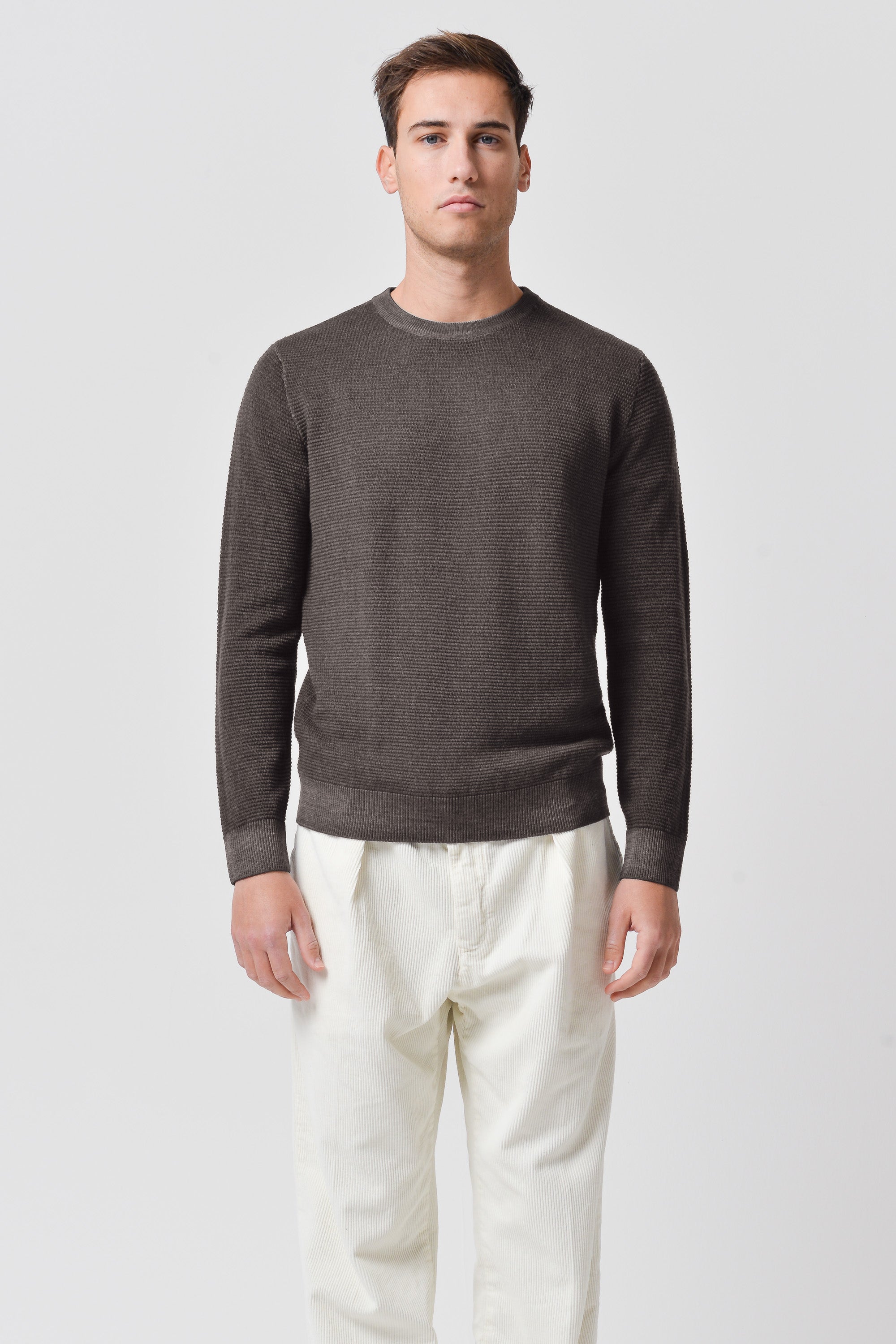 Dorset - Waffle Crewneck Sweater - Cliff