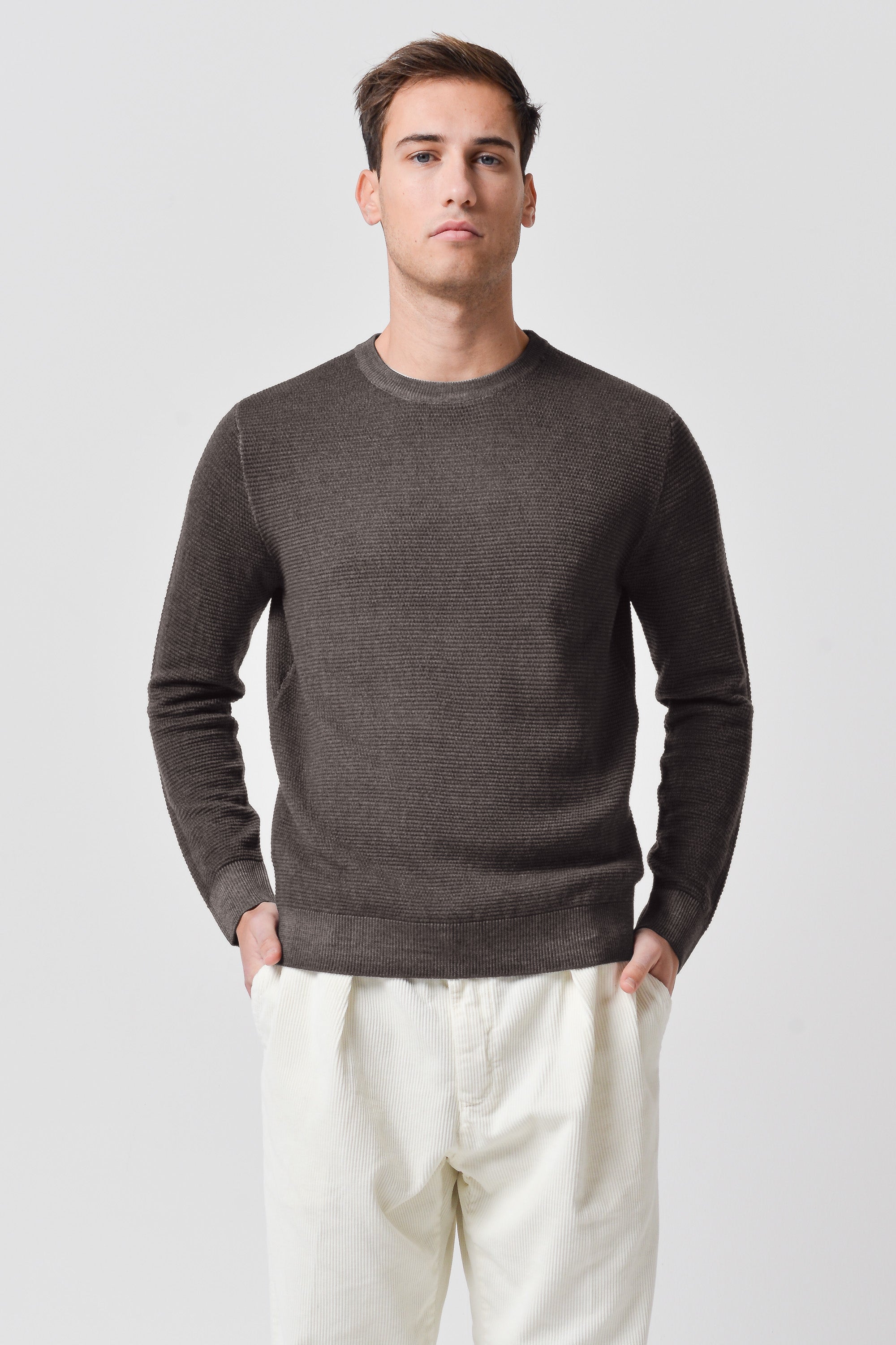 Dorset - Waffle Crewneck Sweater - Cliff