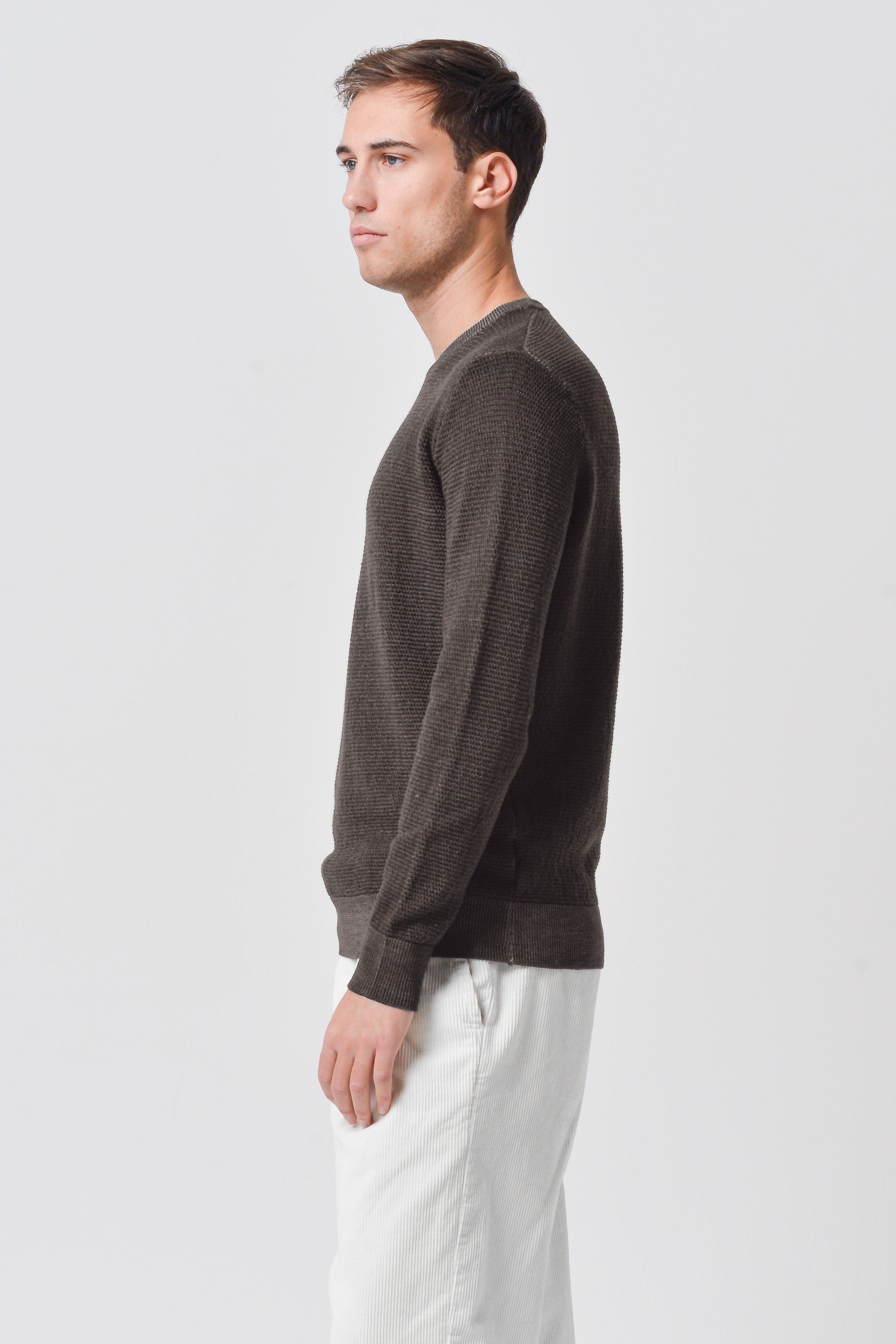 Dorset - Waffle Crewneck Sweater - Cliff