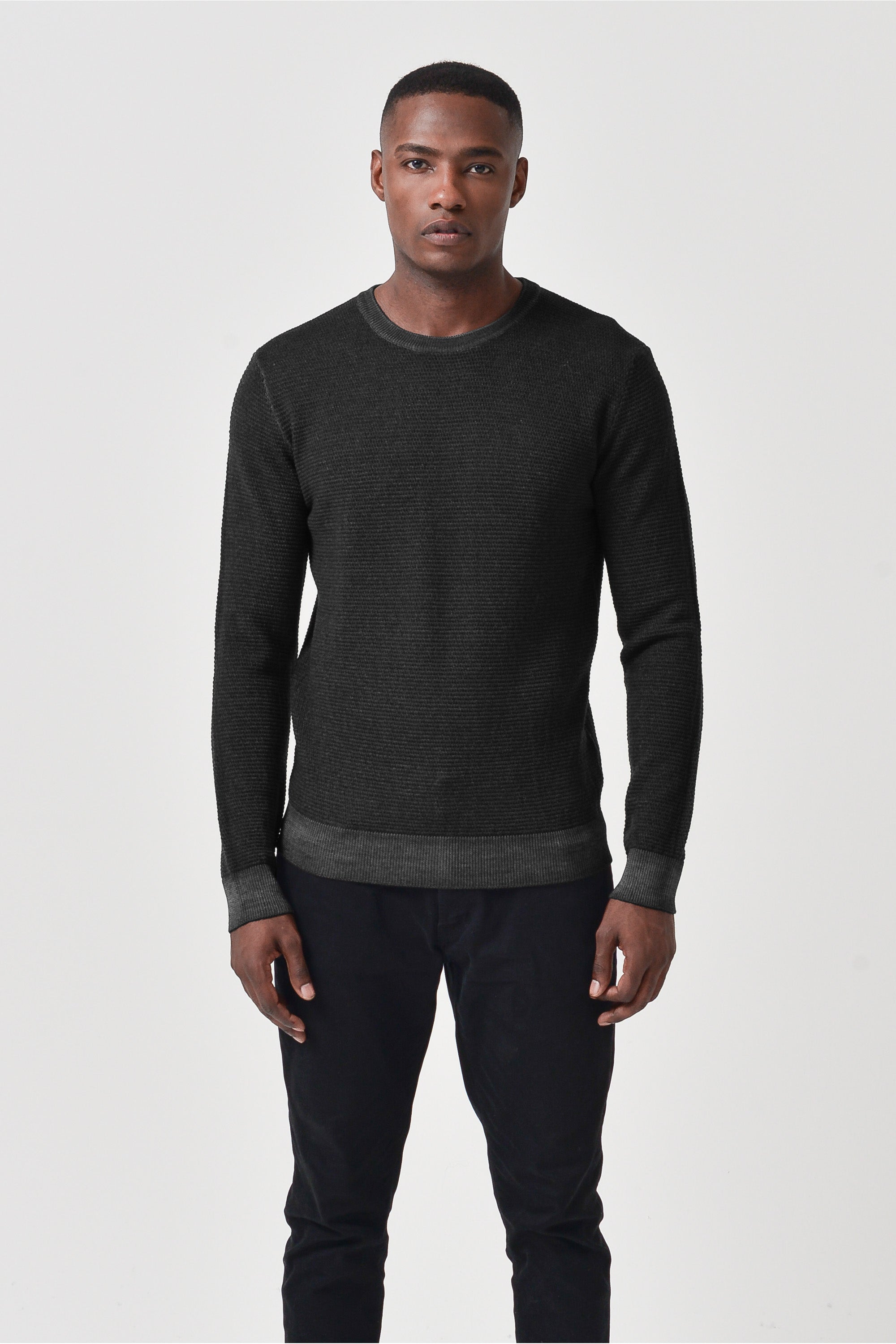 Dorset - Waffle Crewneck Sweater - Basalt