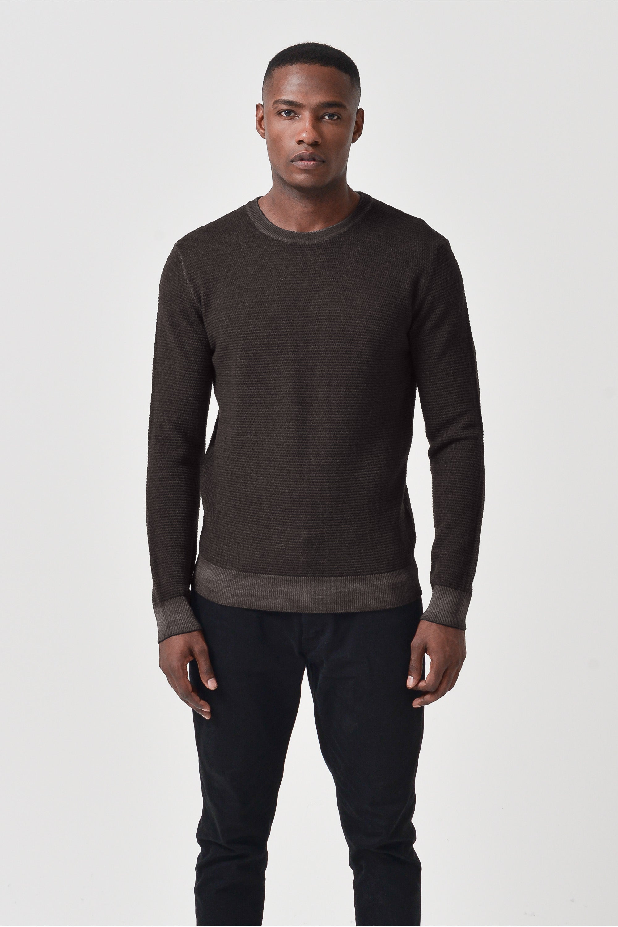 Dorset - Waffle Crewneck Sweater - Cliff