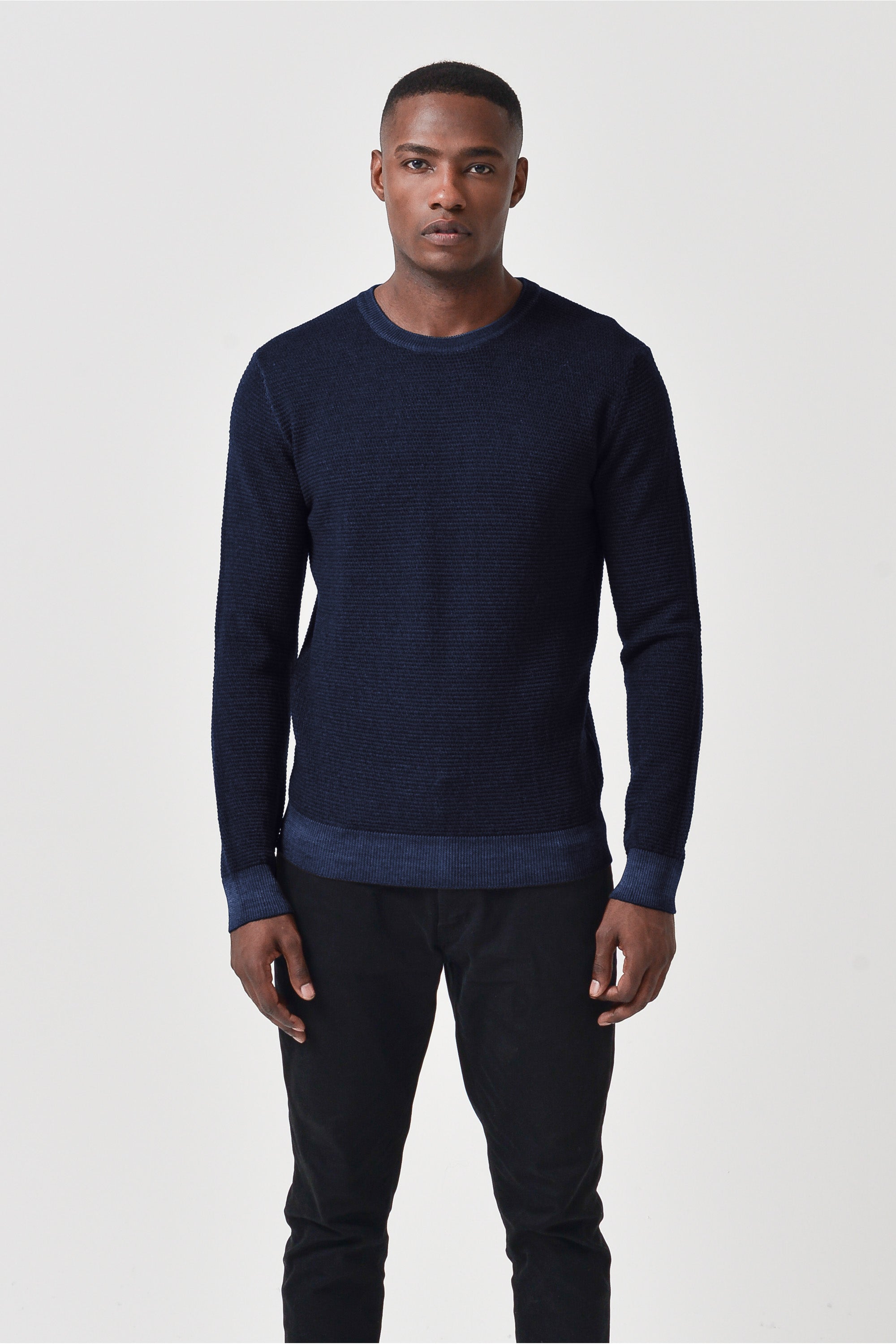 Dorset - Waffle Crewneck Sweater - Navy