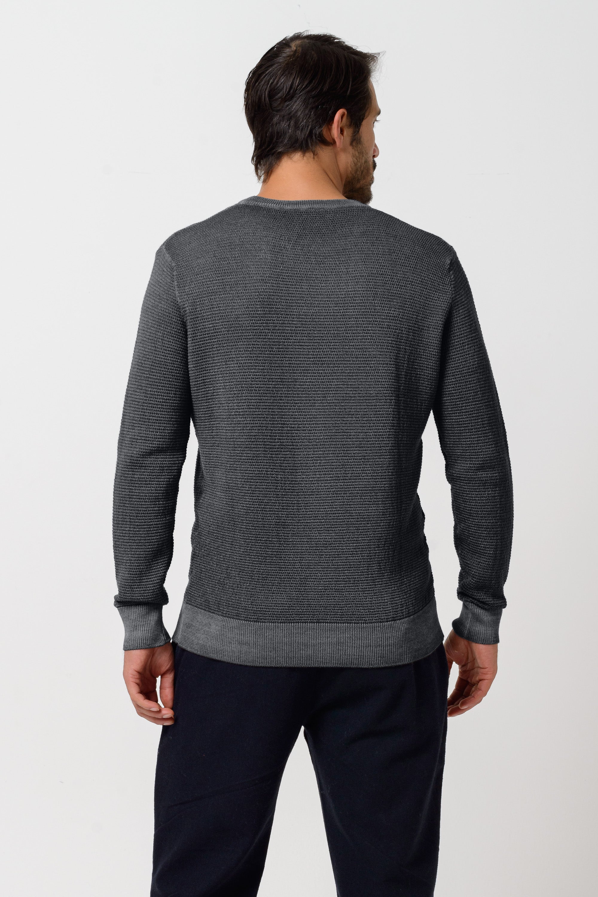 Dorset Maglione Girocollo Grana Riso - Basalt