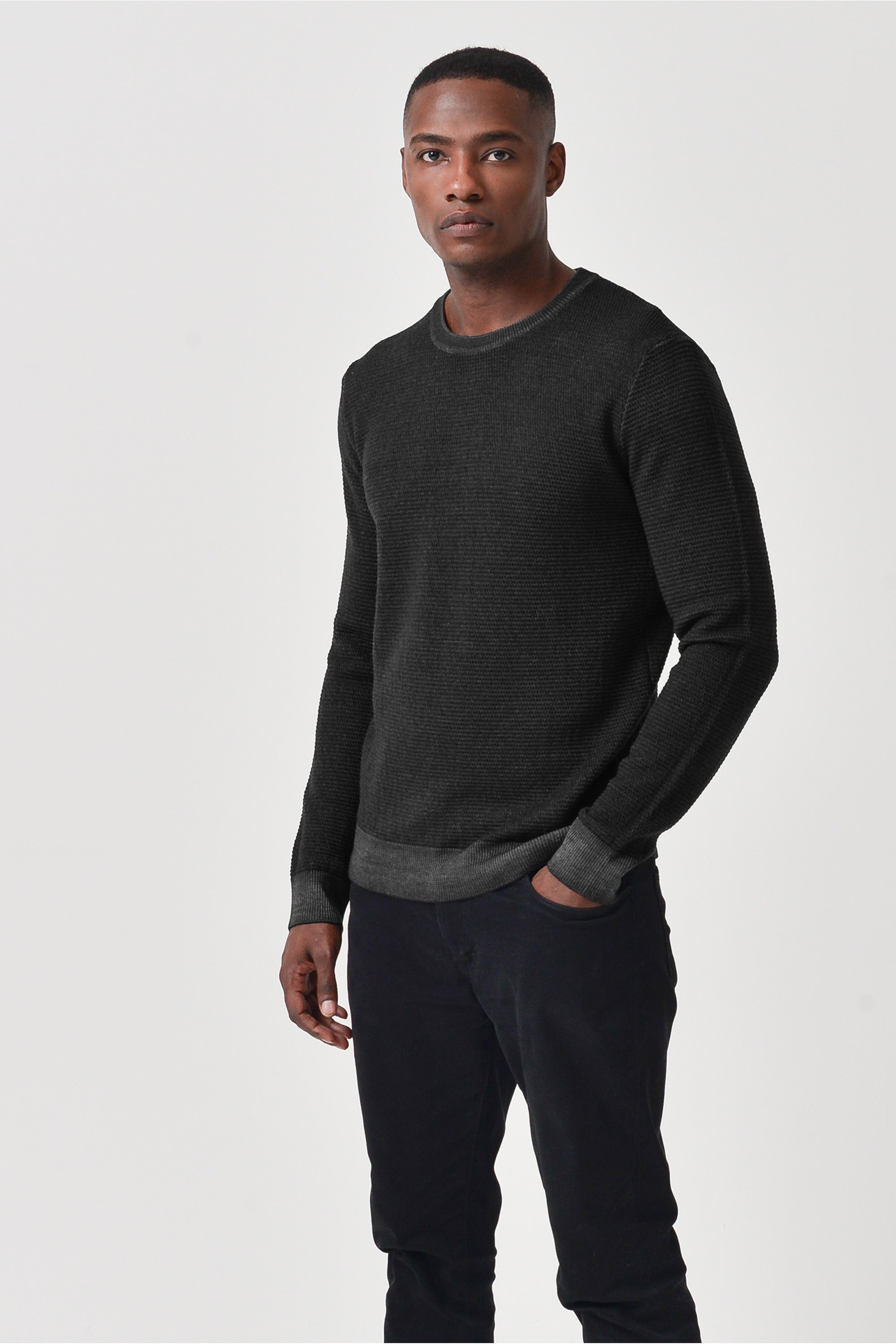 Dorset - Waffle Crewneck Sweater - Basalt