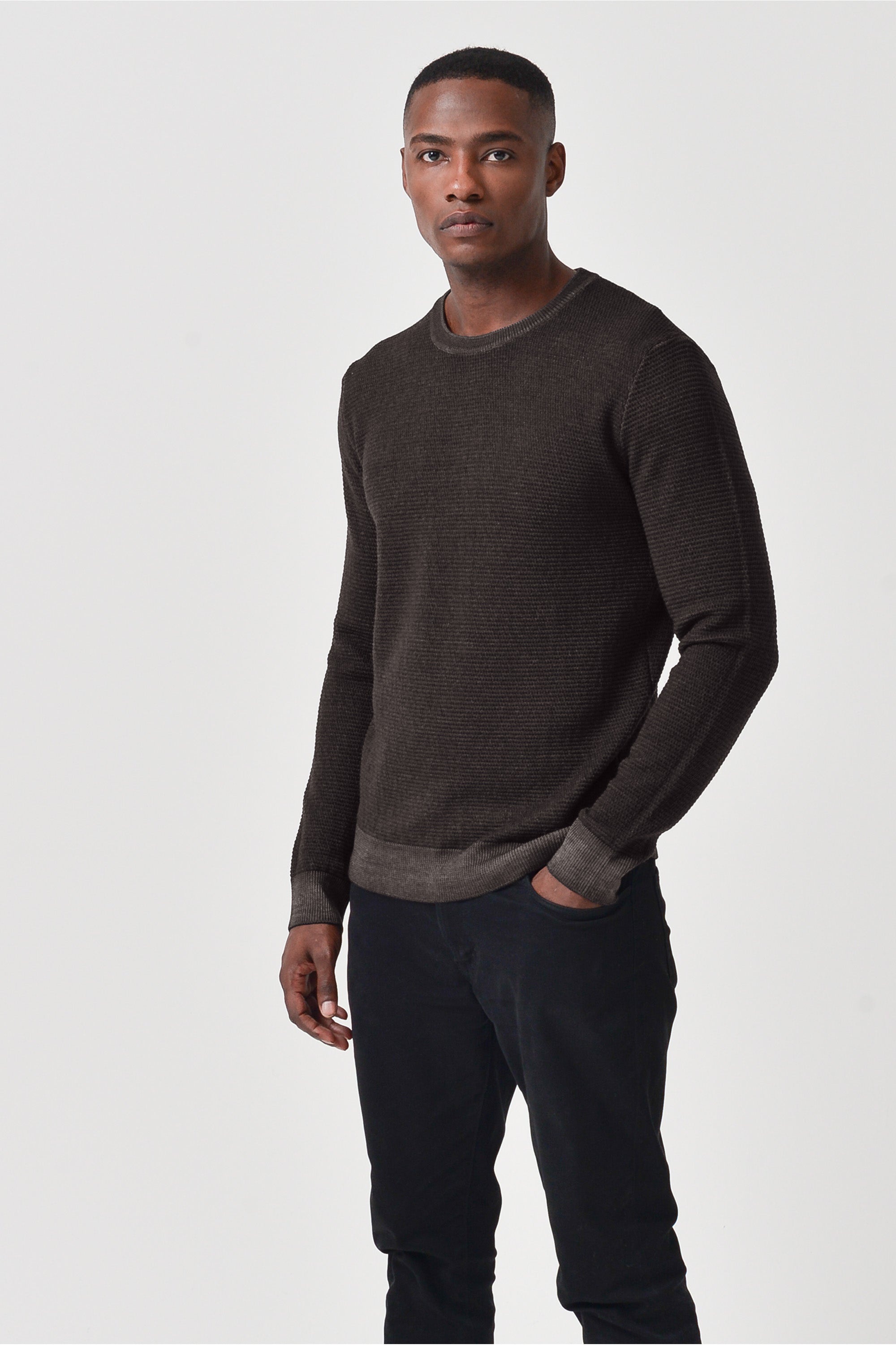 Dorset - Waffle Crewneck Sweater - Cliff