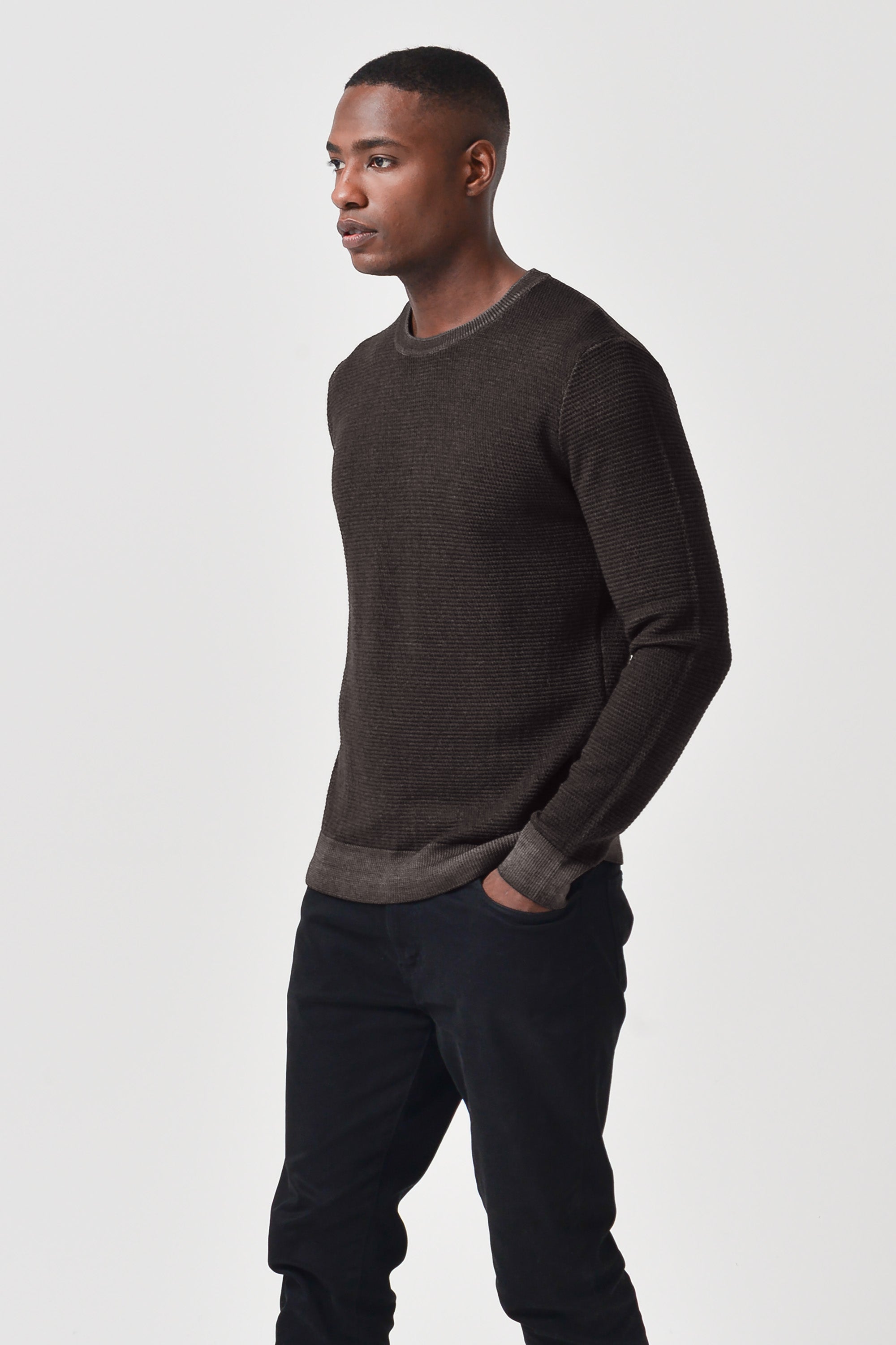 Dorset - Waffle Crewneck Sweater - Cliff