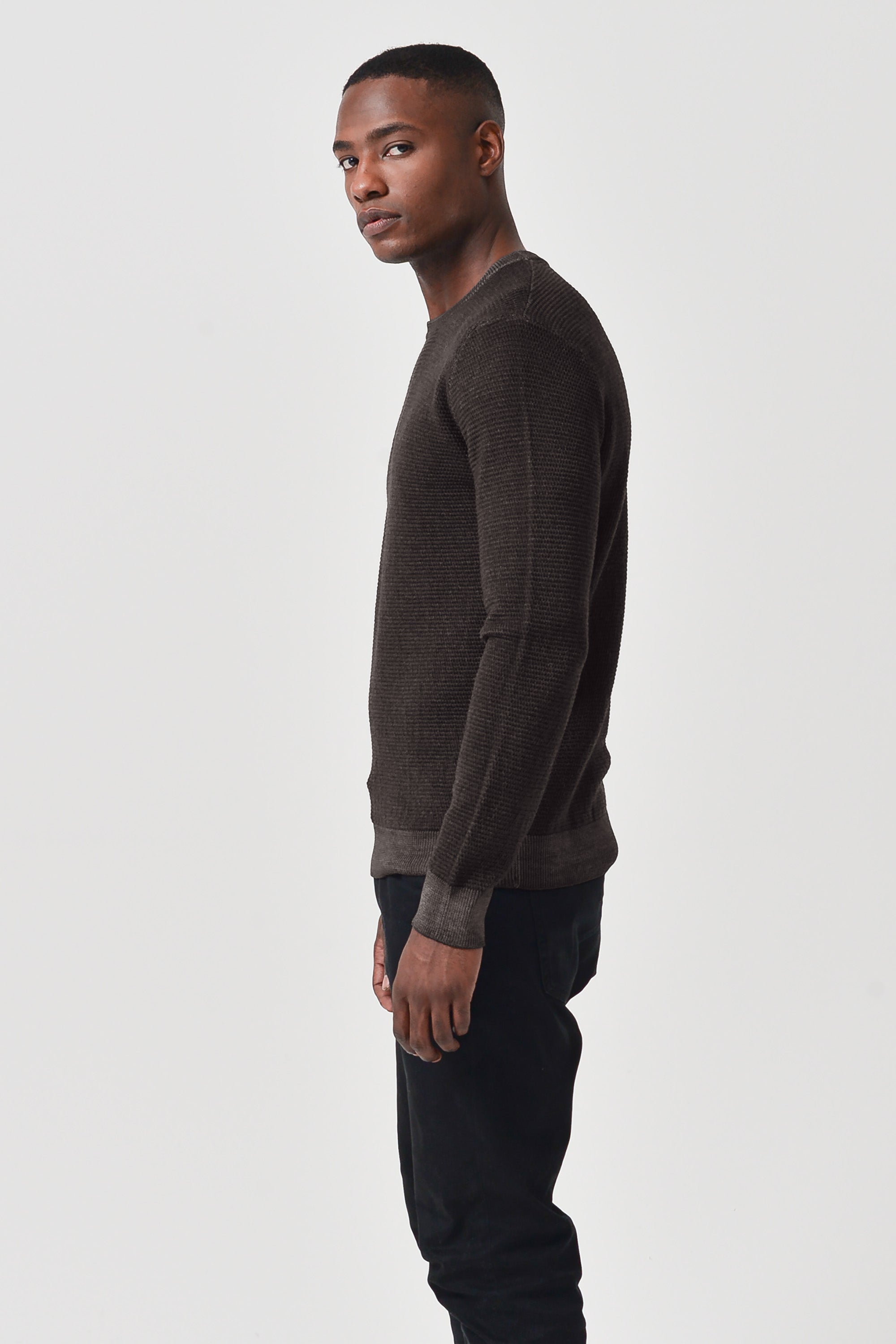 Dorset - Waffle Crewneck Sweater - Cliff