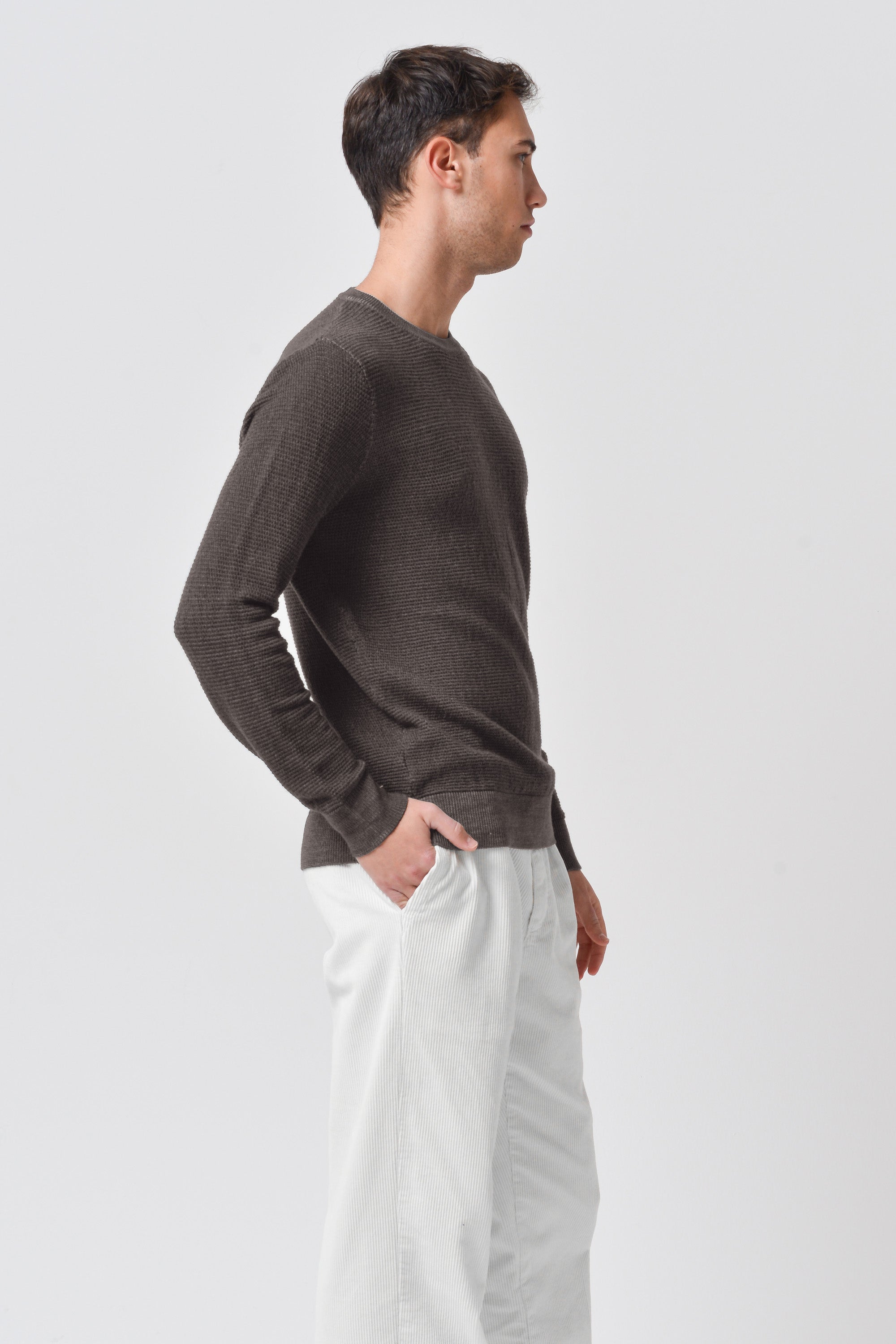 Dorset - Waffle Crewneck Sweater - Cliff
