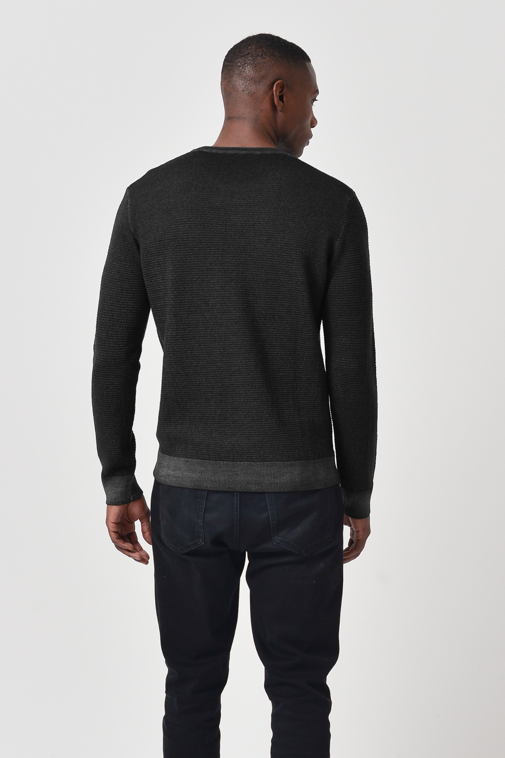 Dorset - Waffle Crewneck Sweater - Basalt