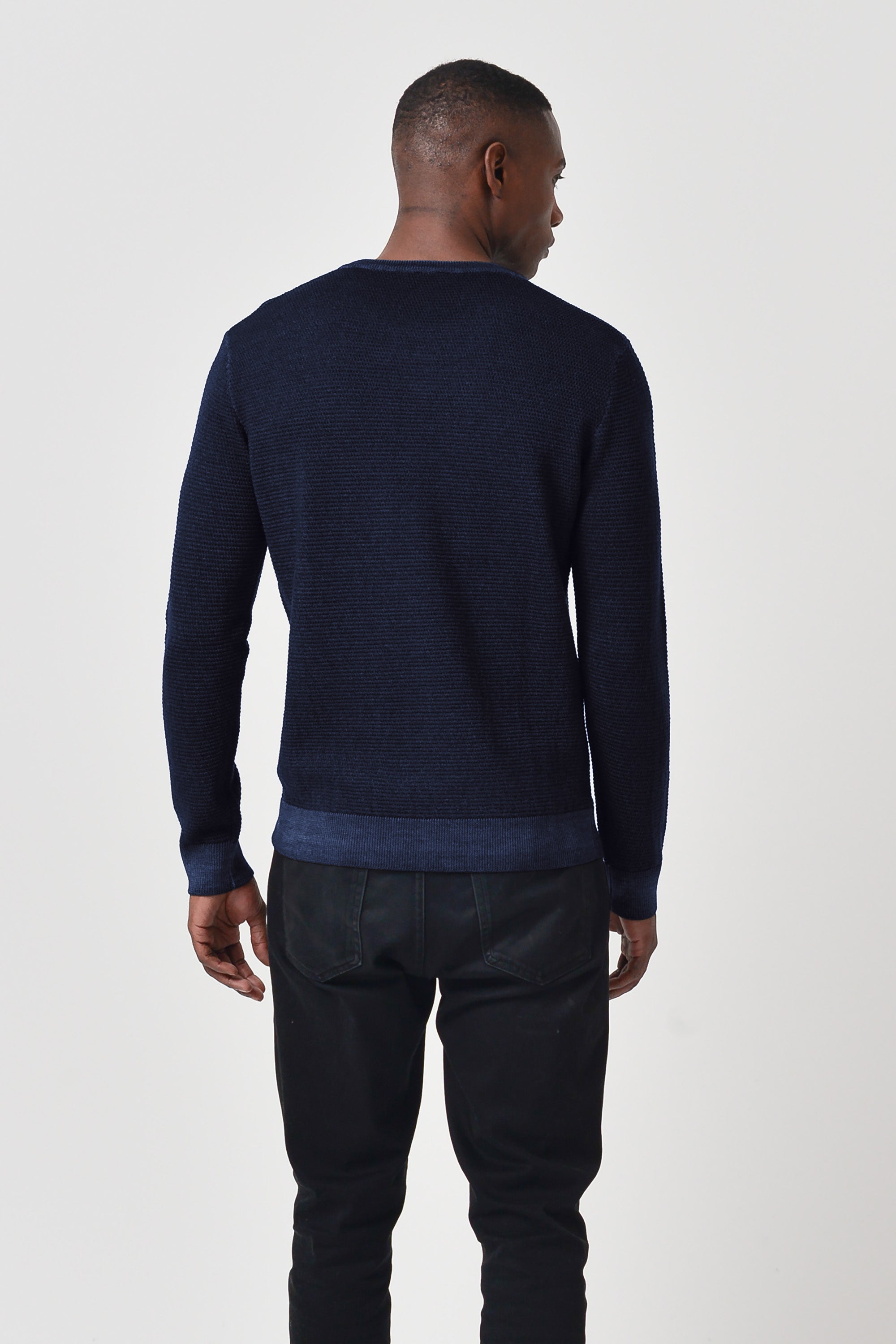 Dorset - Waffle Crewneck Sweater - Navy