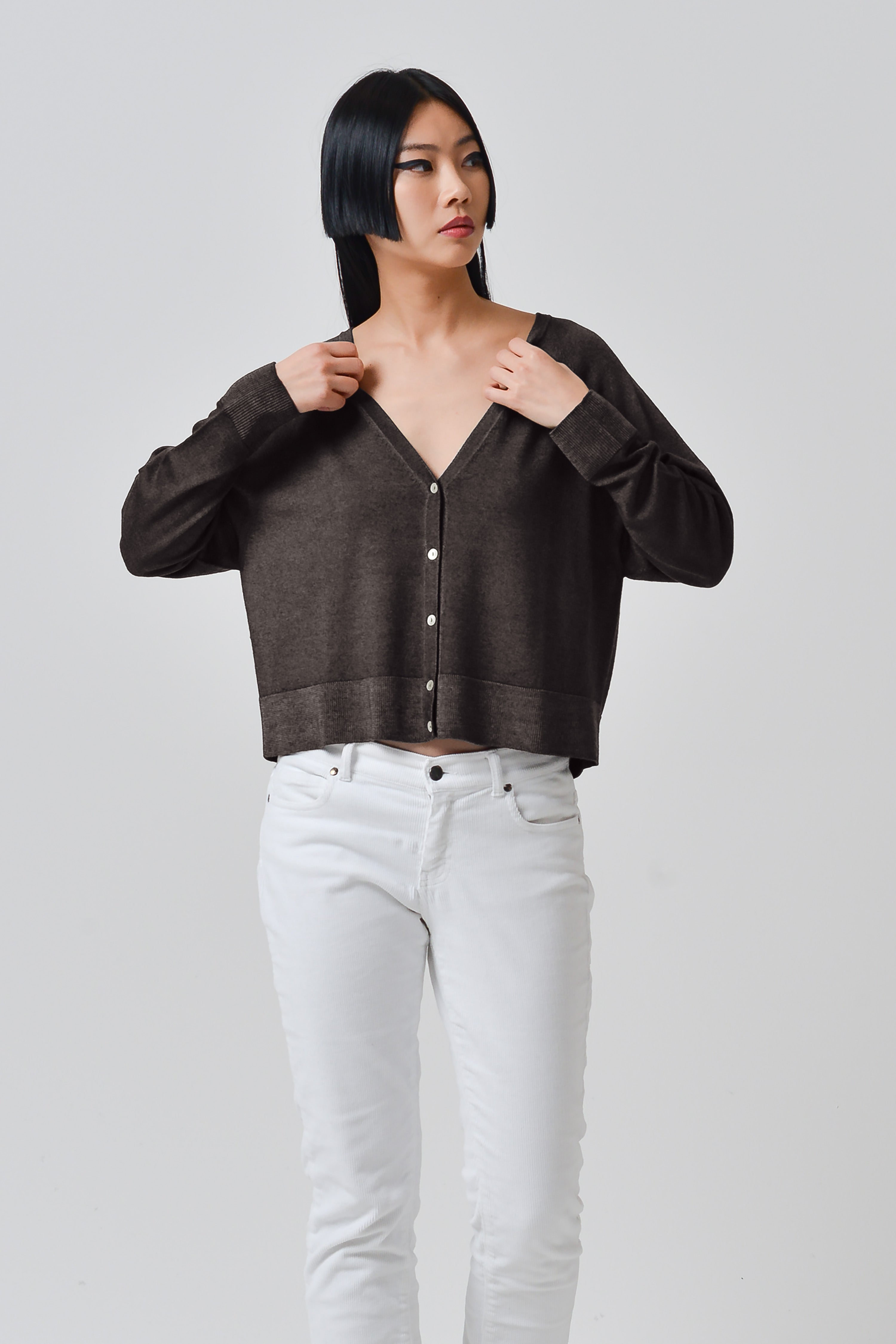 Lily Merino Cardigan - Cliff