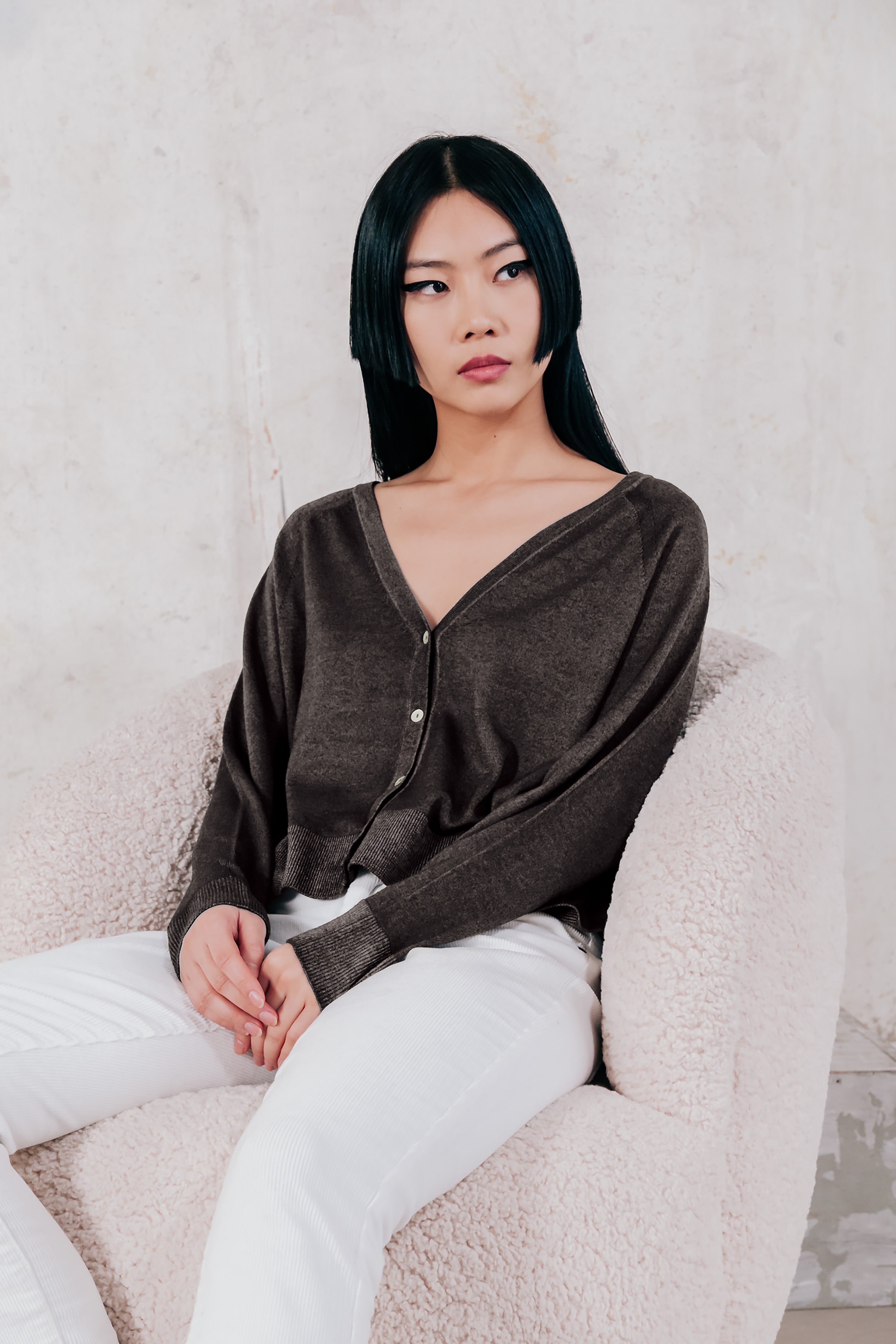Lily Merino Cardigan - Cliff