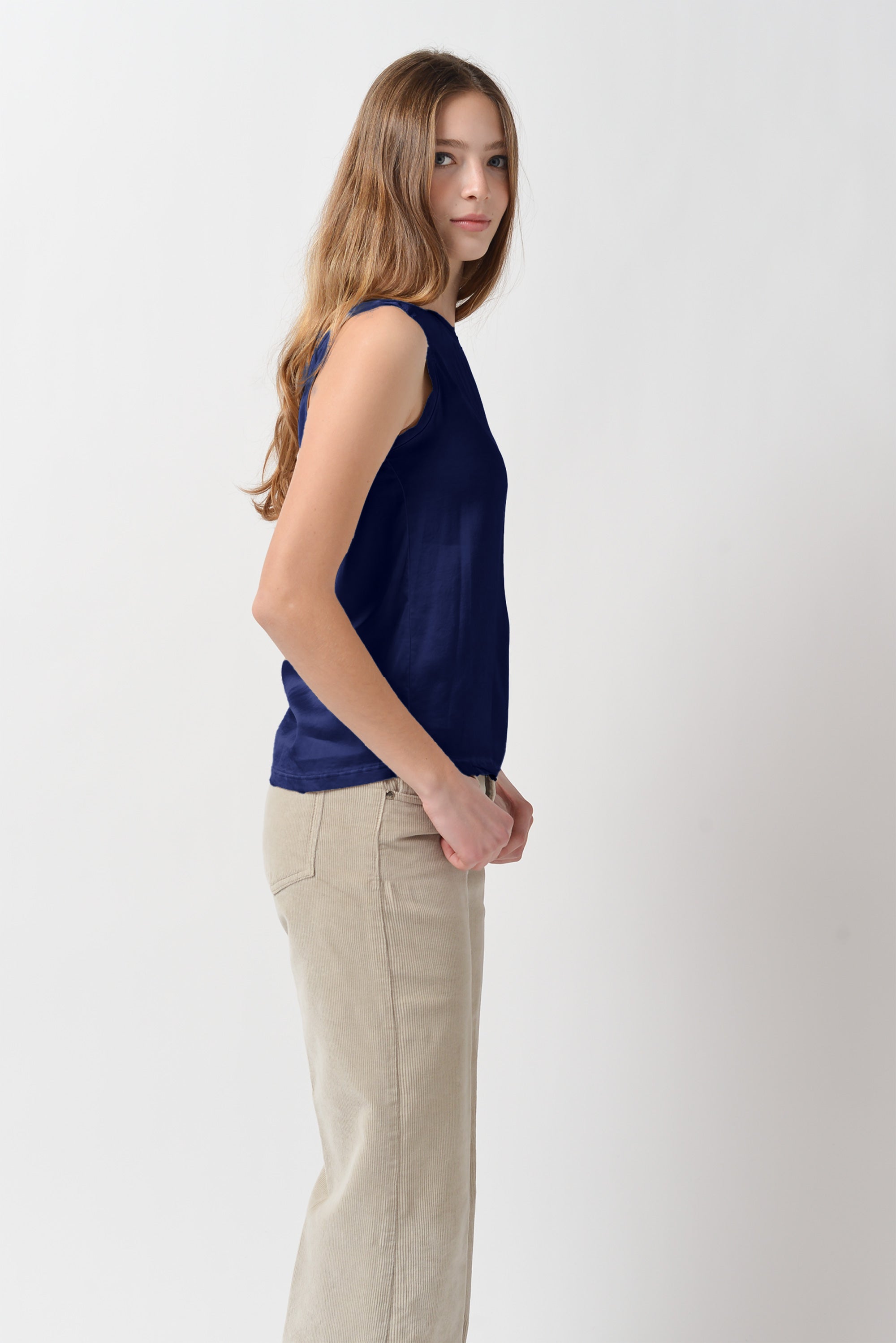 Soave Solid Tank Top - Navy