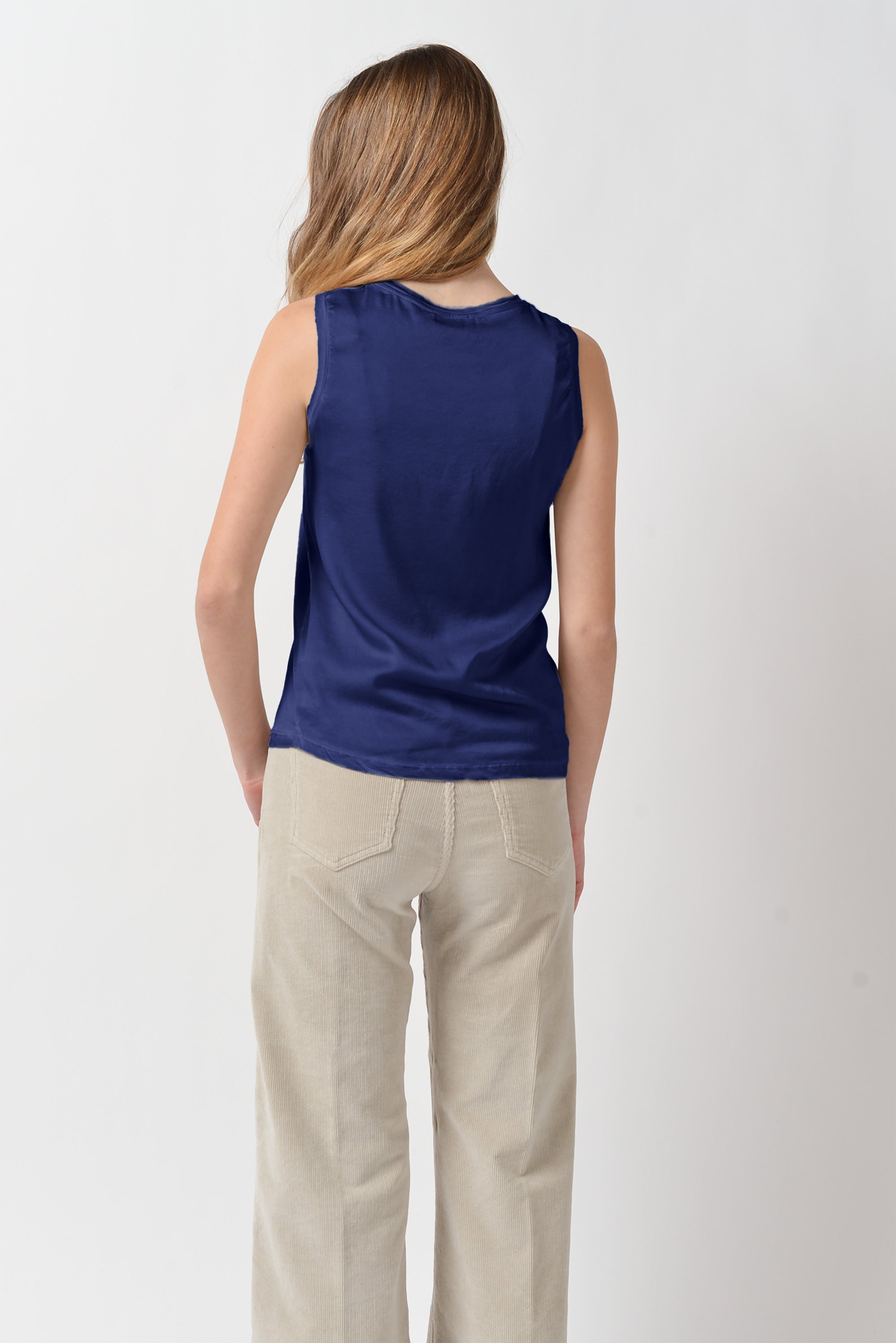 Soave Solid Tank Top - Navy
