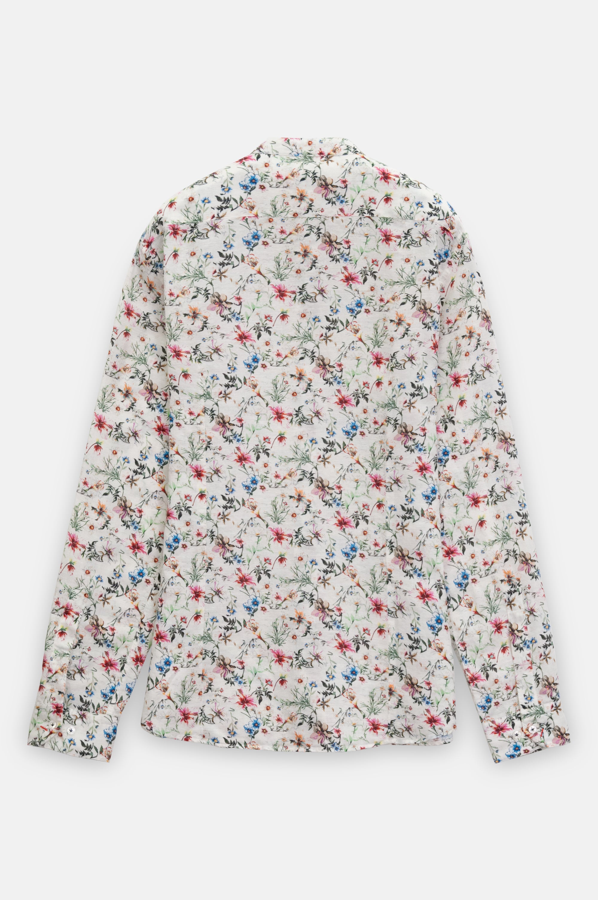 Collarless Flower Shirt - White