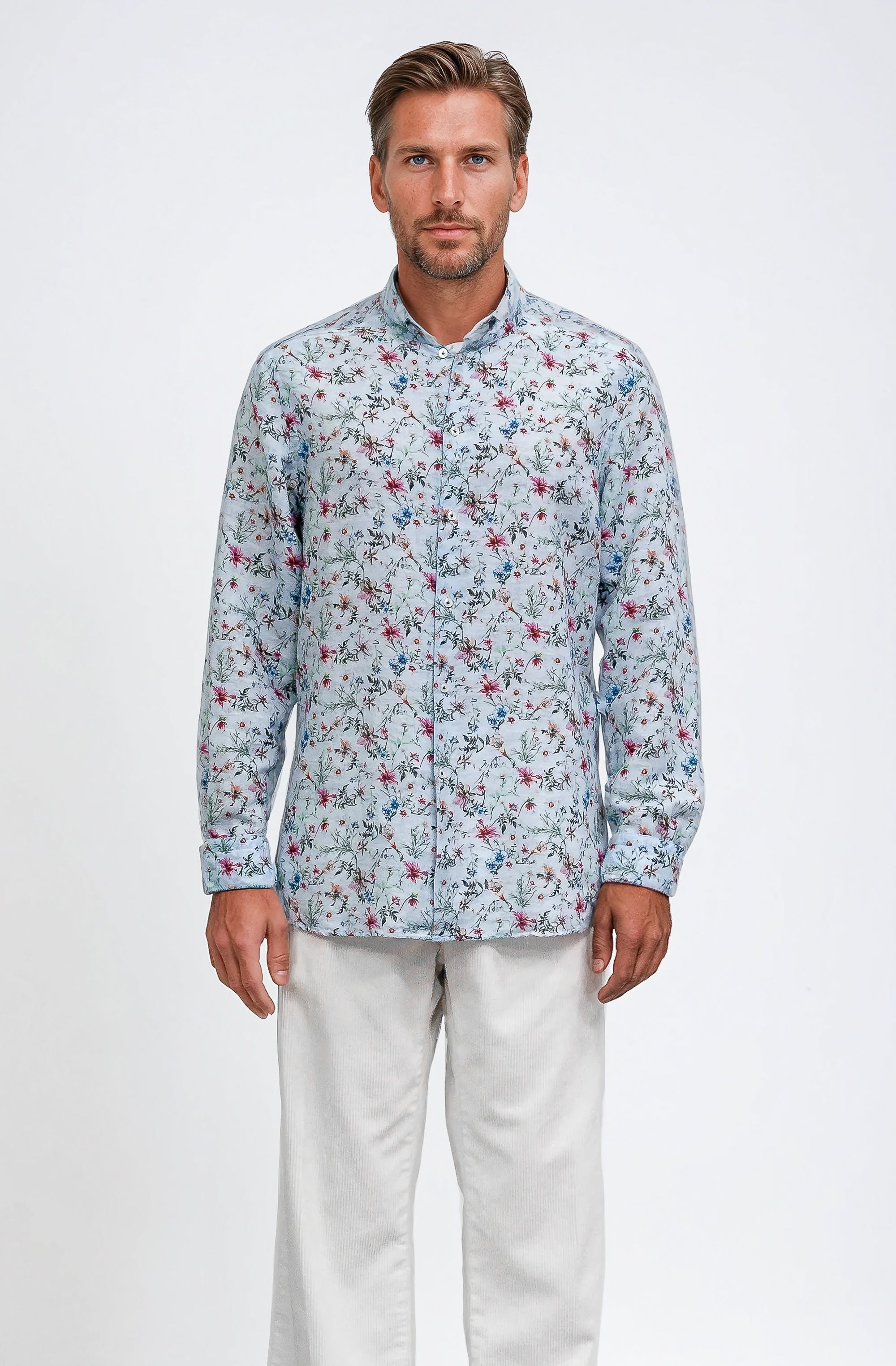 Collarless Flower Shirt - Aria
