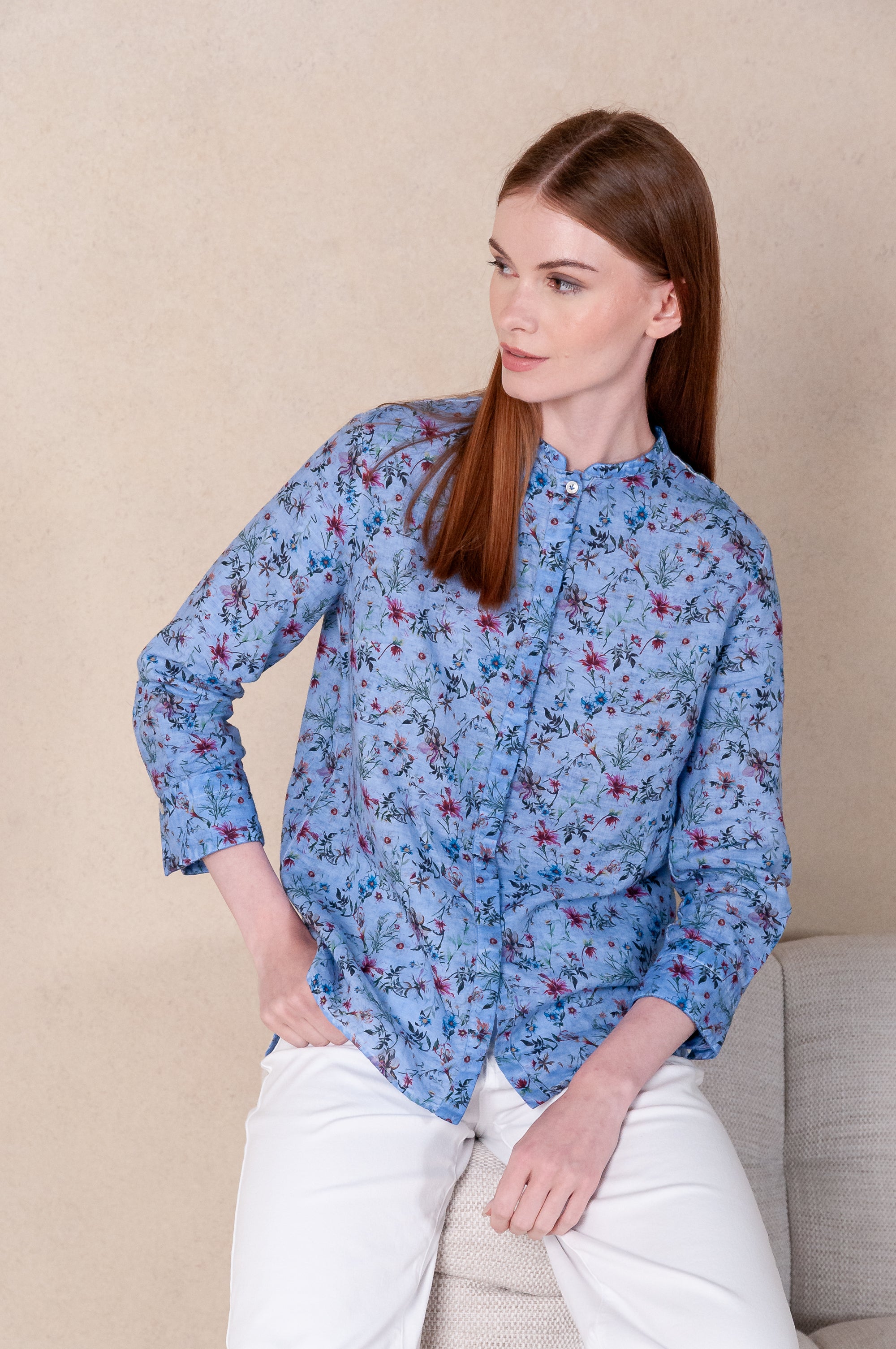 Asia Shirt in Flower in Bay