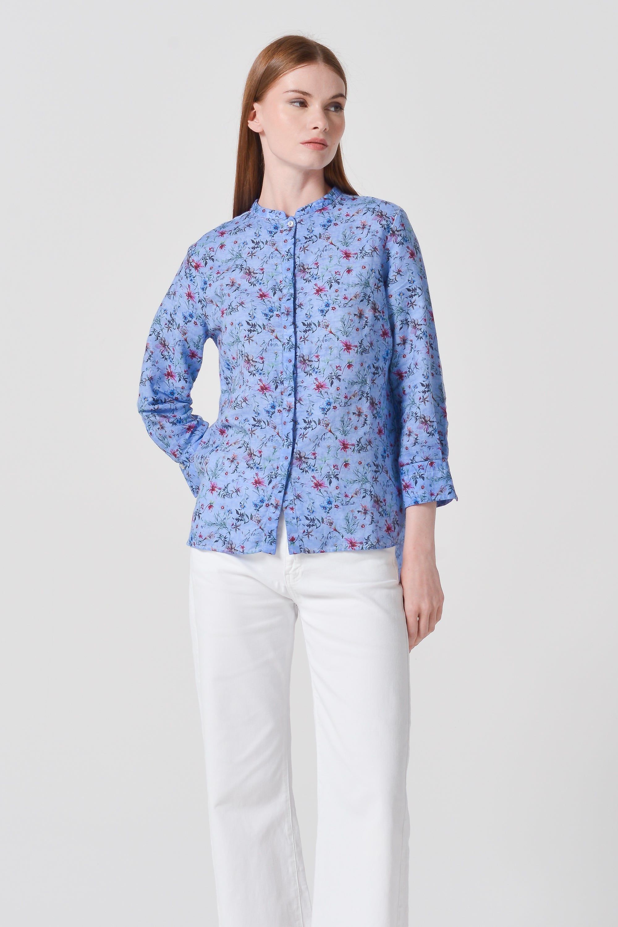 Asia Shirt in Flower in Bay