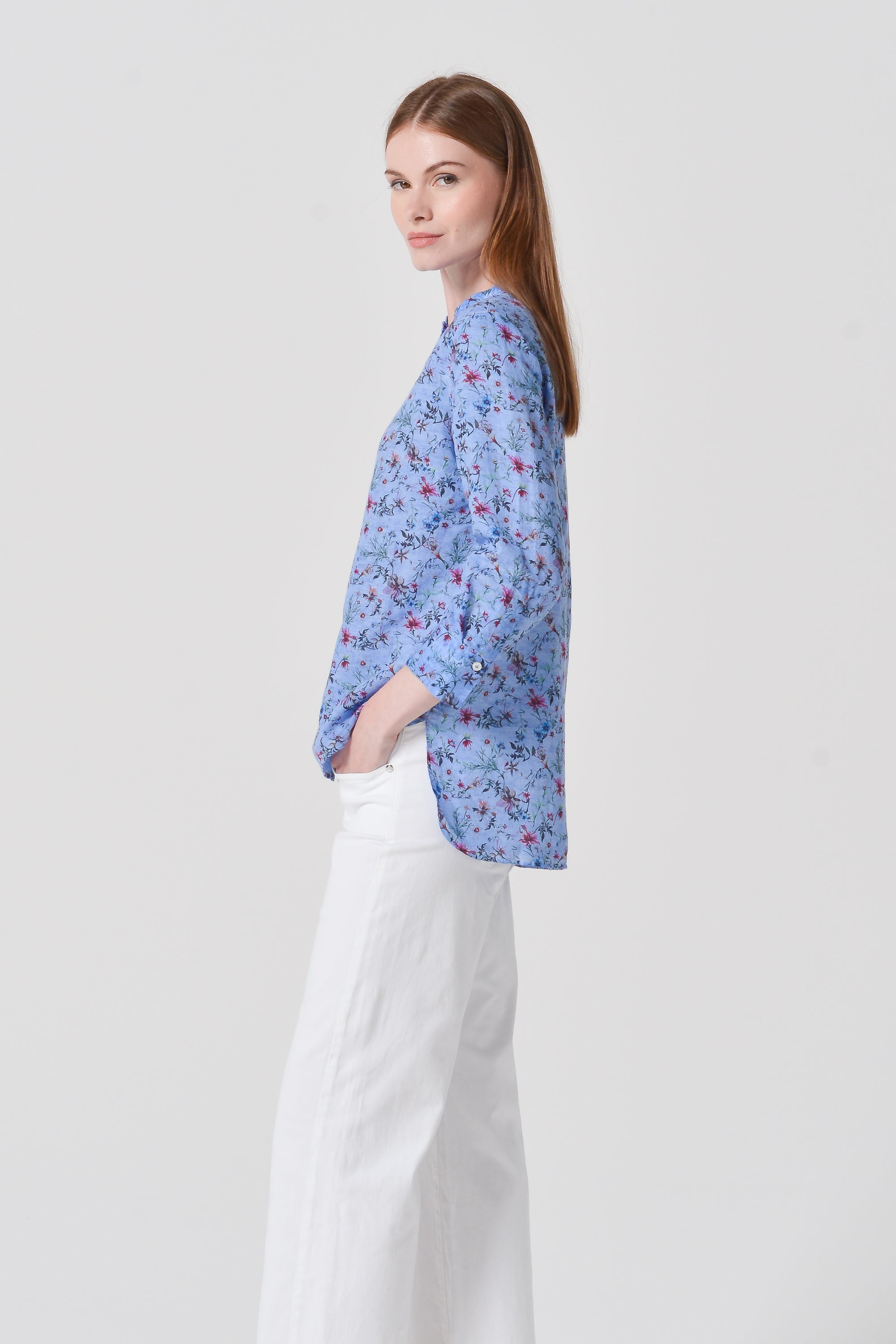 Asia Shirt in Flower in Bay