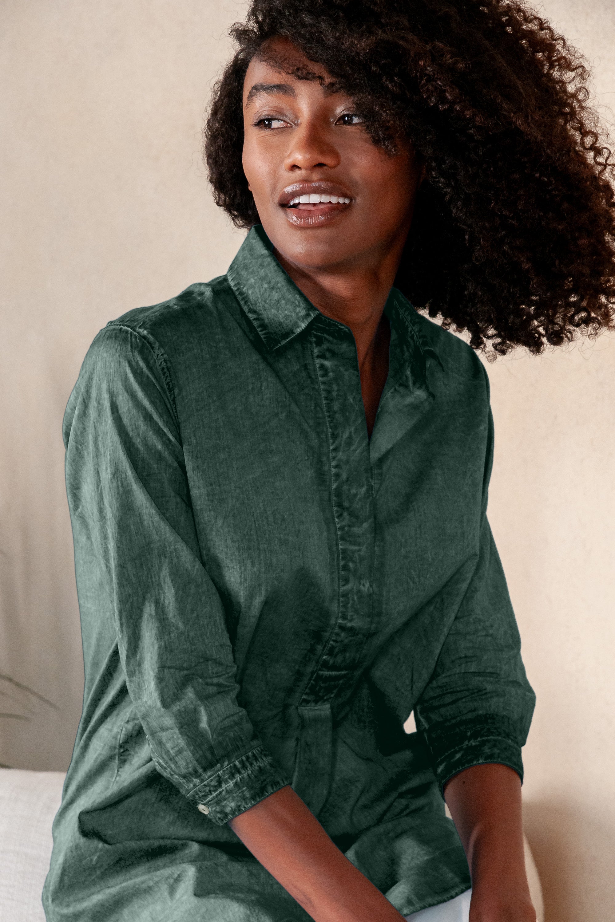 Mini Shirtdress in Breezy Cotton - Nori