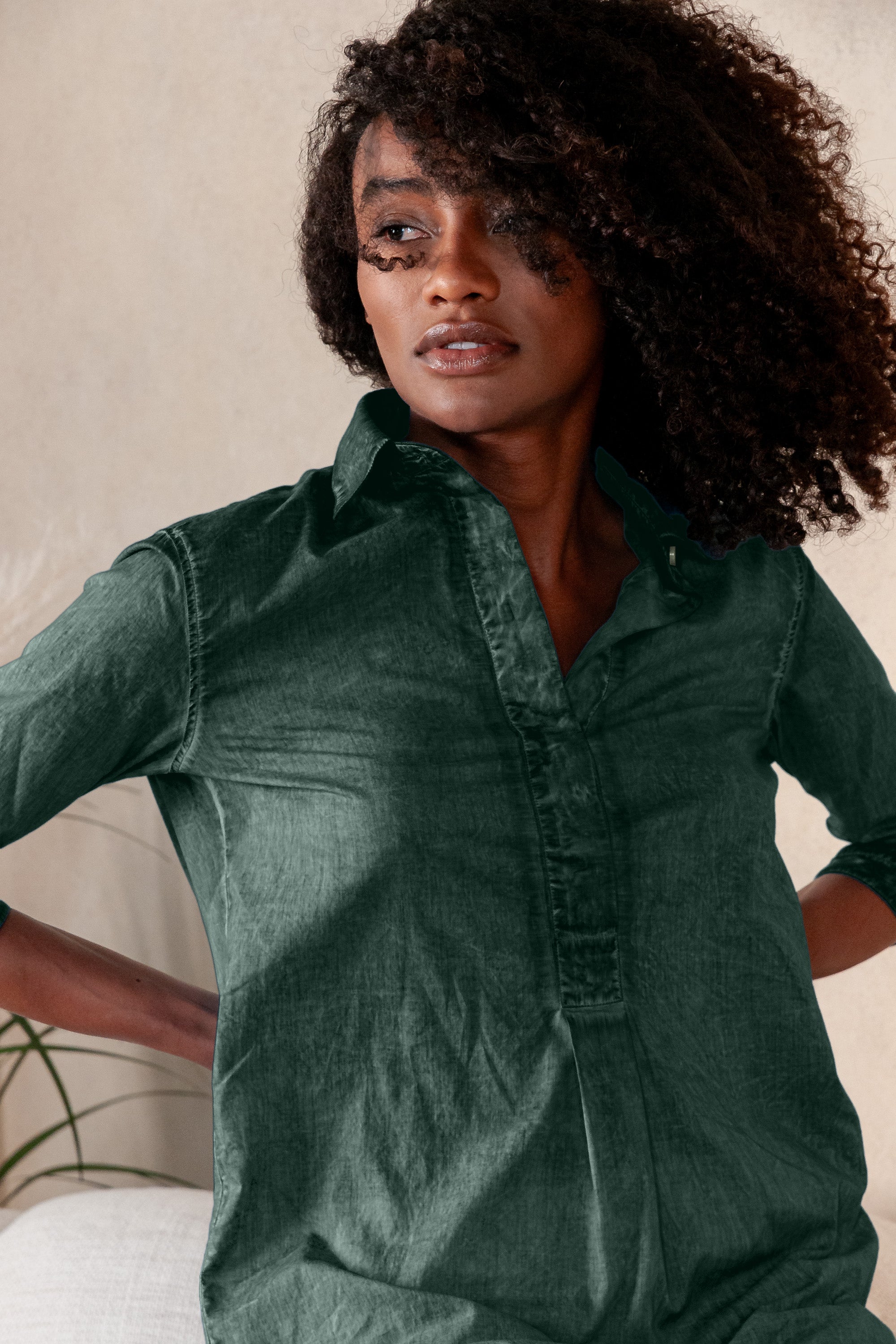 Mini Shirtdress in Breezy Cotton - Nori