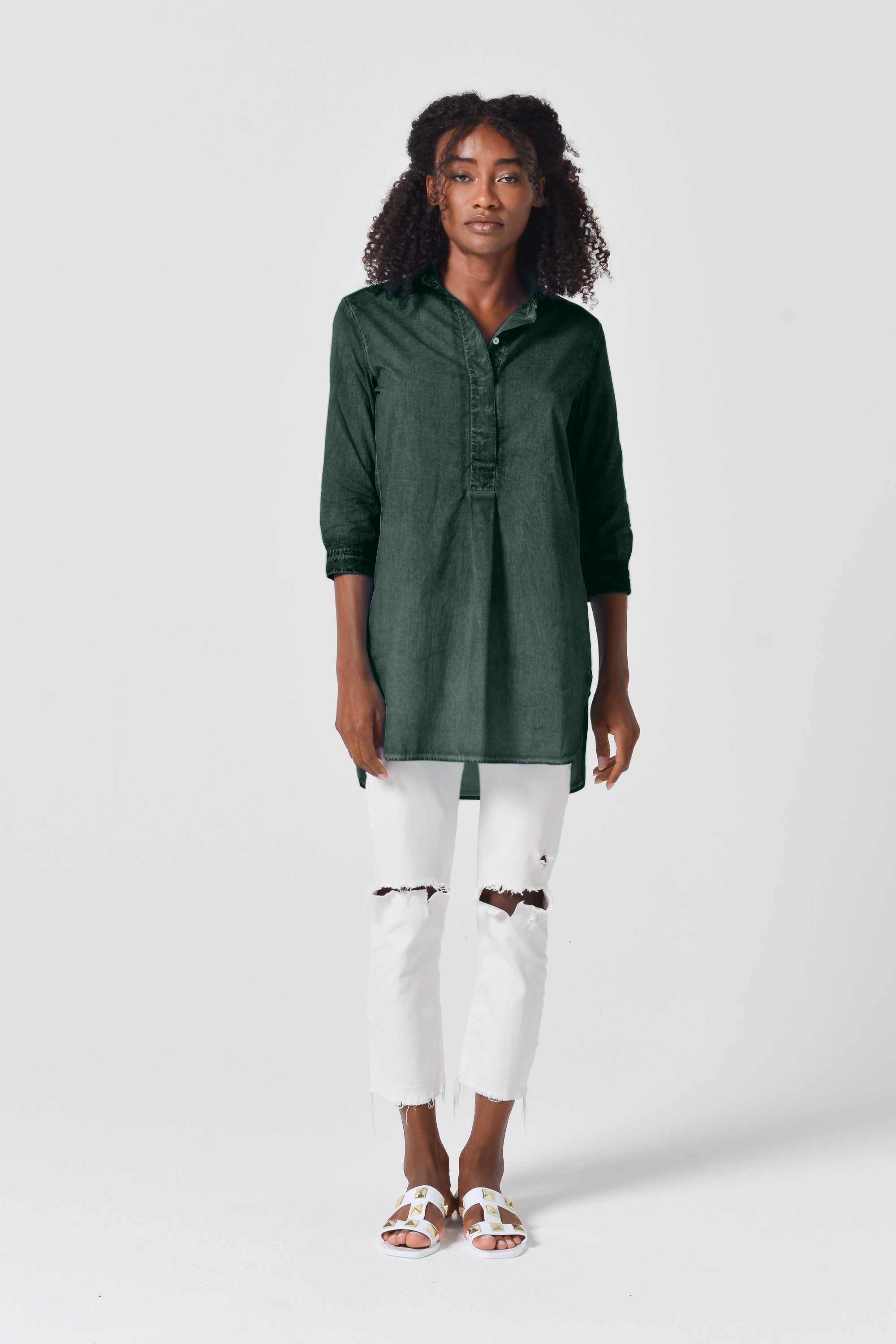 Mini Shirtdress in Breezy Cotton - Nori