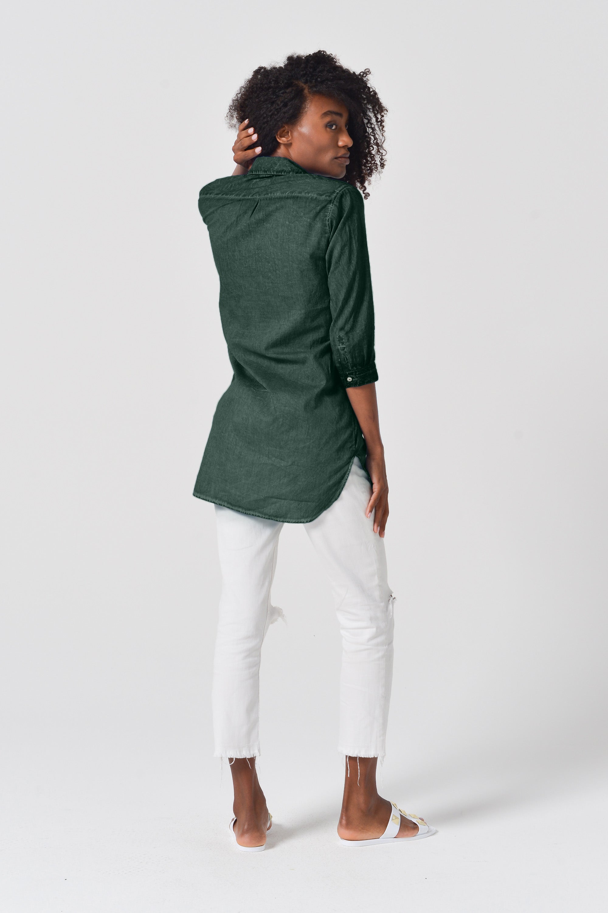 Mini Shirtdress in Breezy Cotton - Nori