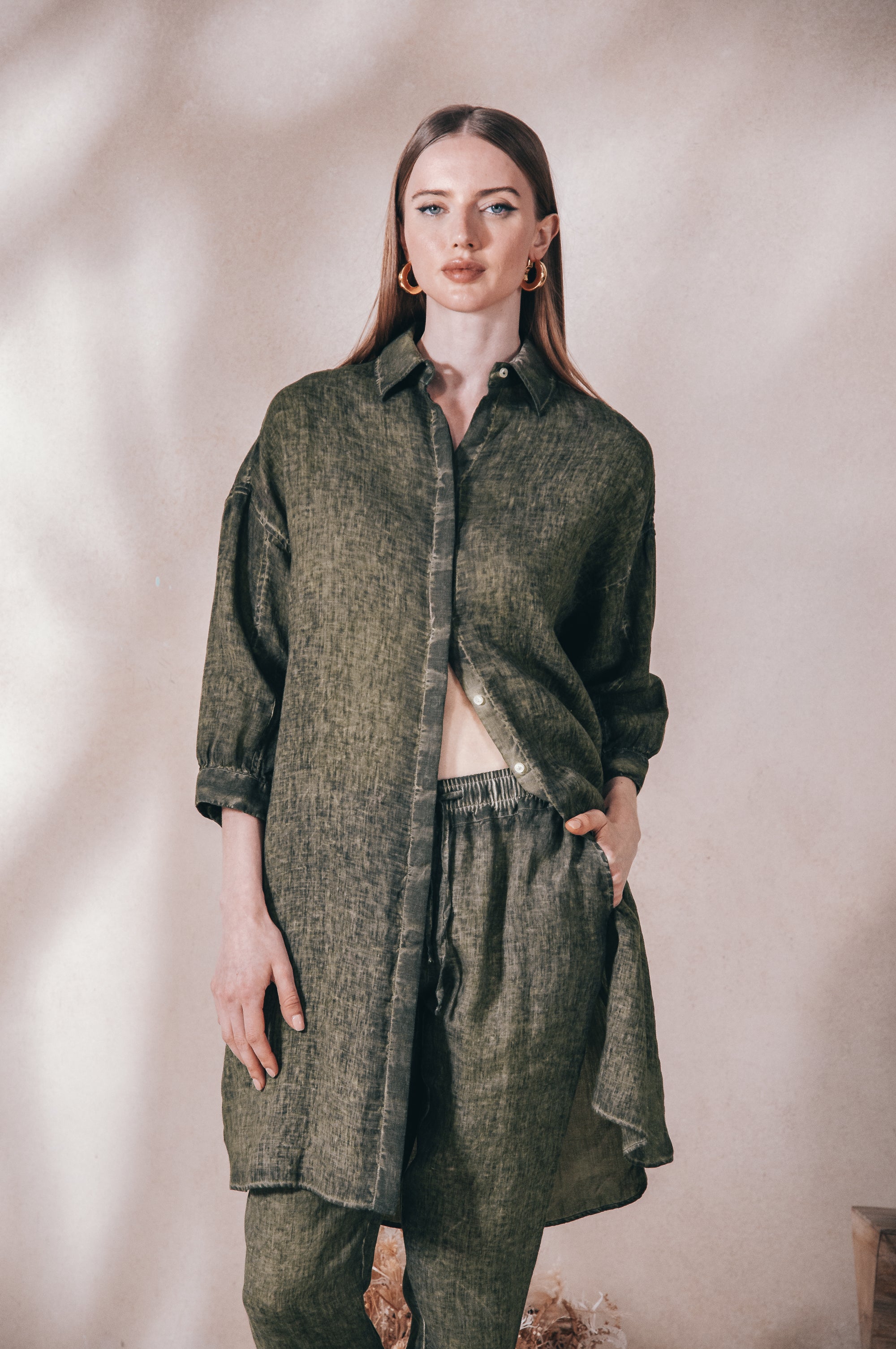 Lady Linen Shirtdress - Willow