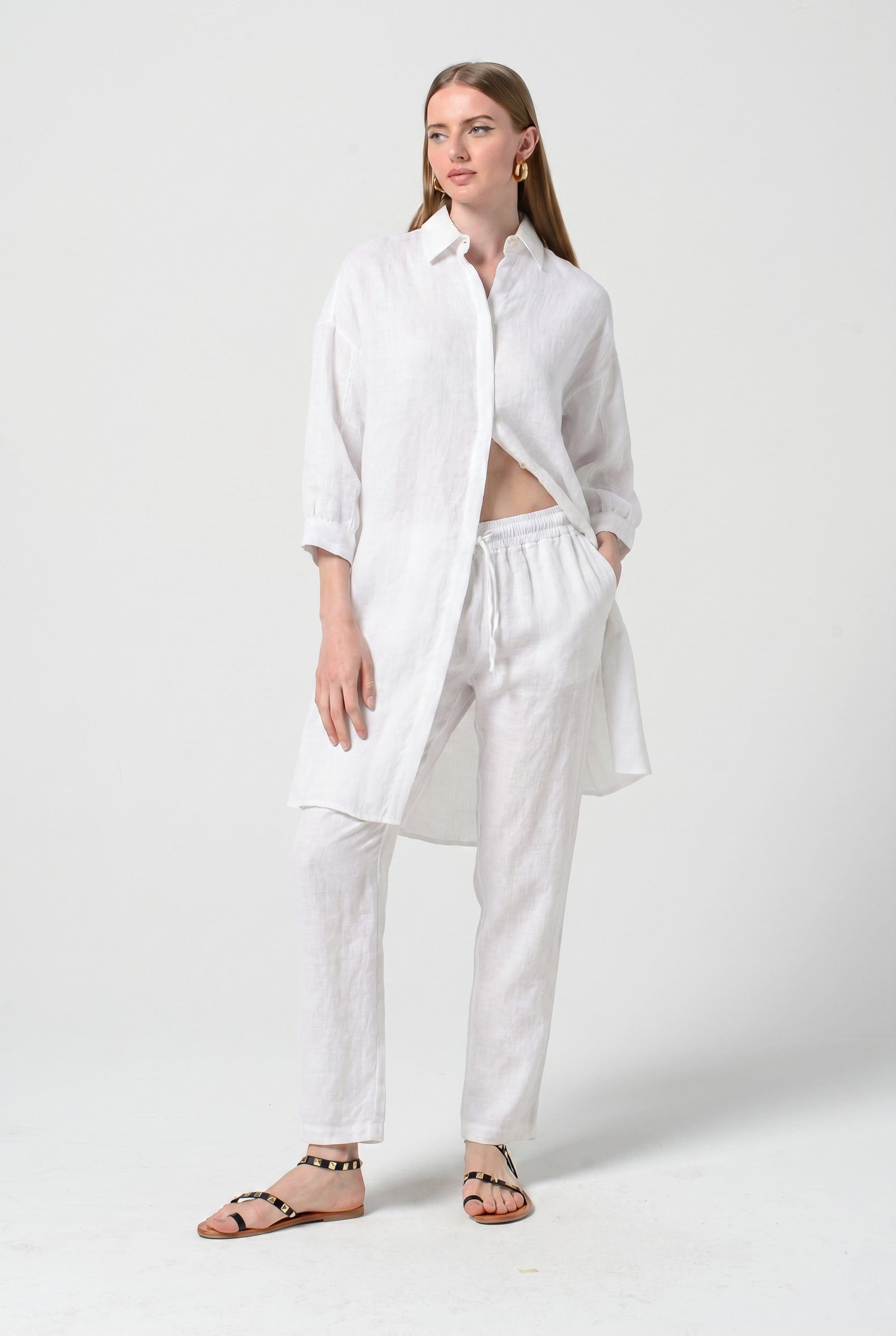 Lady Linen Shirtdress - White