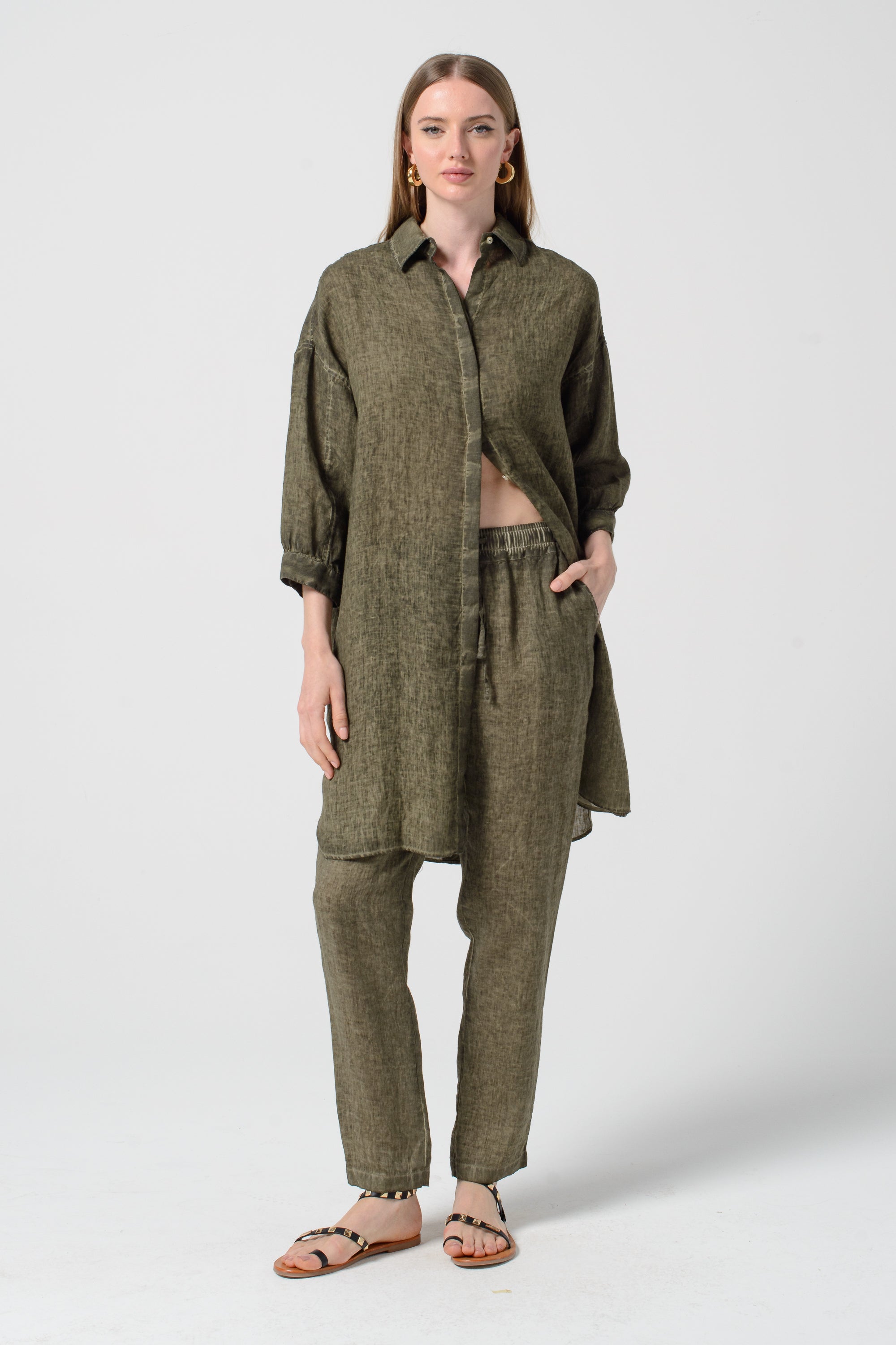 Lady Linen Shirtdress - Willow