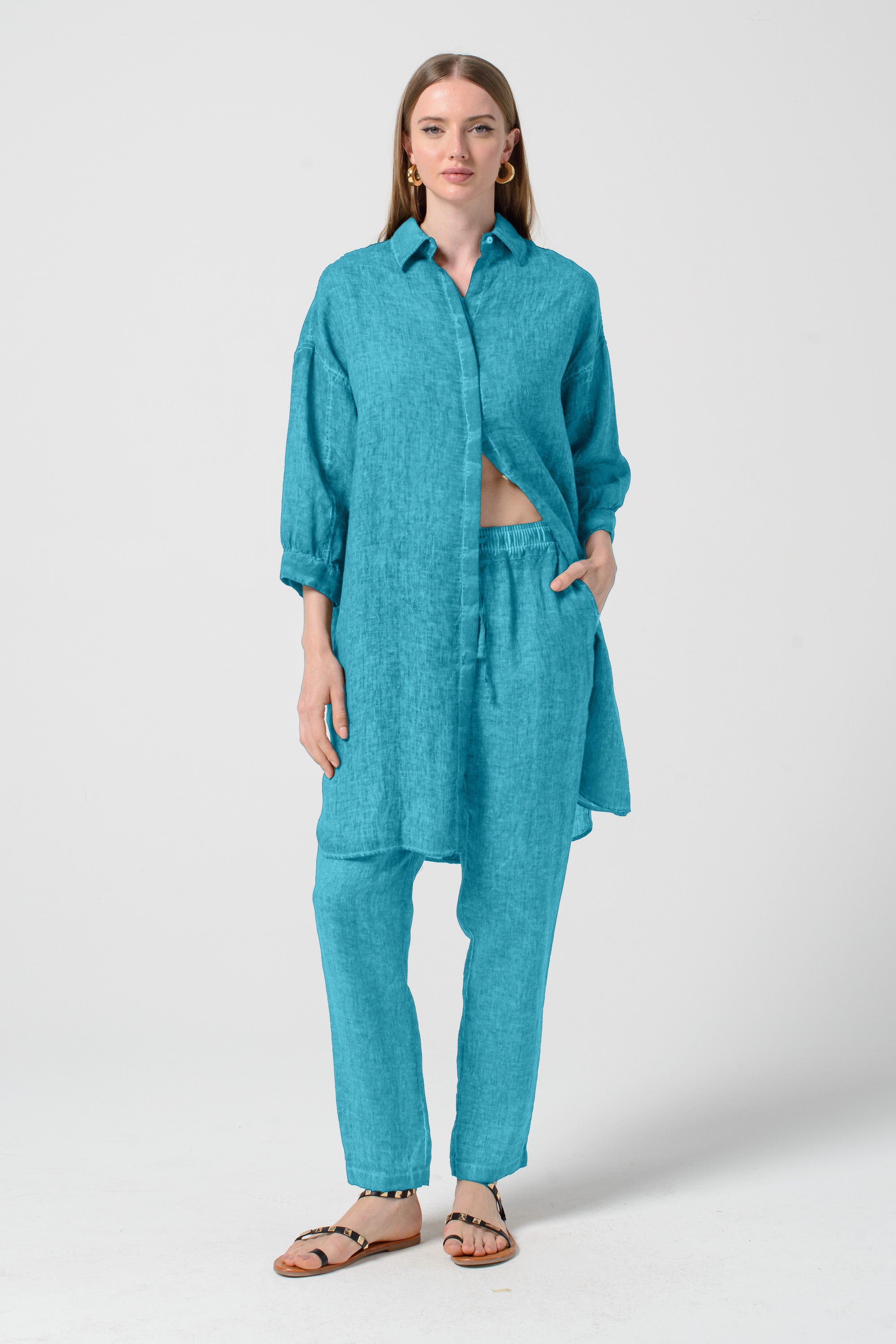 Lady Linen Shirtdress - Nettuno