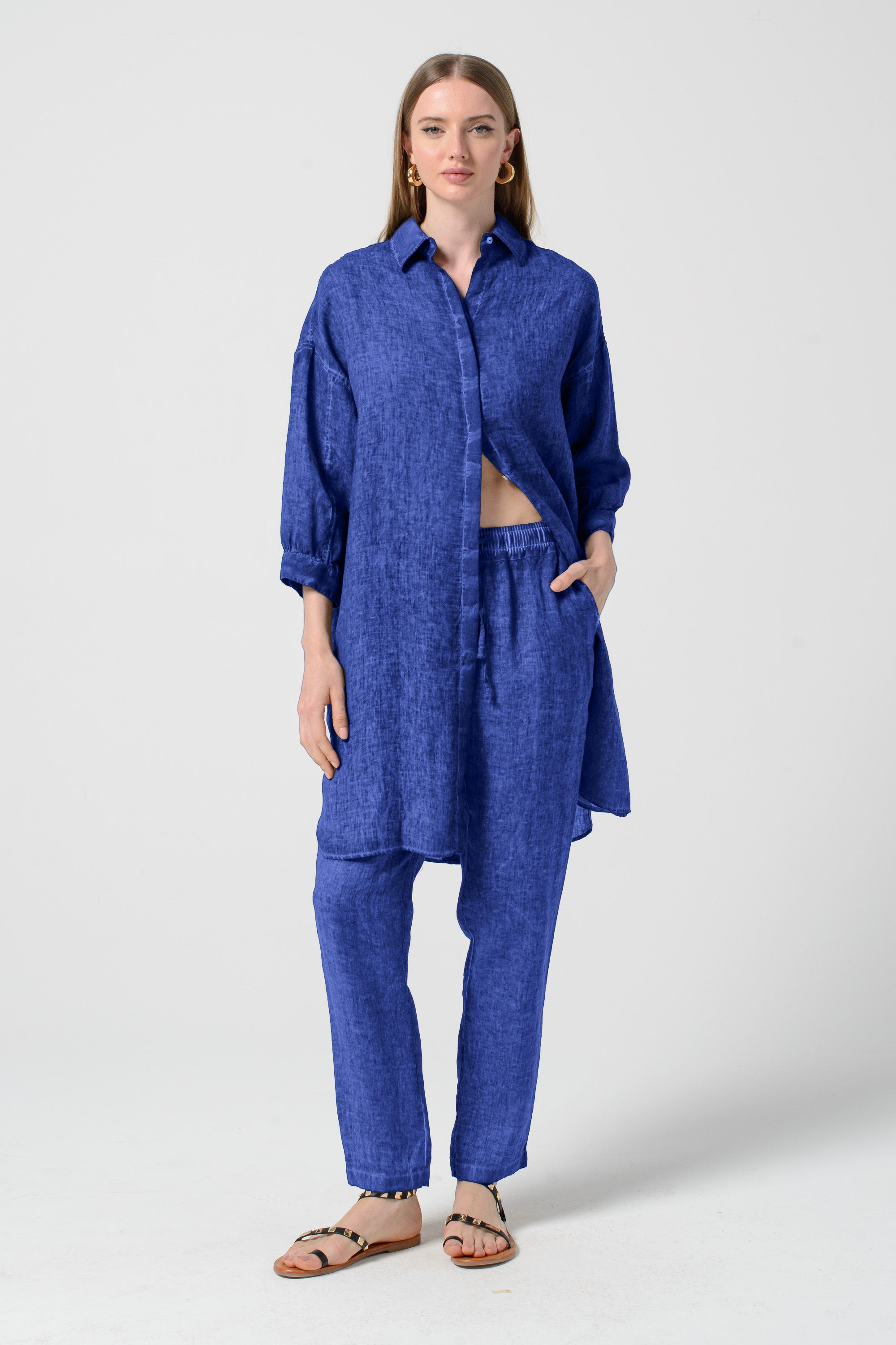 Lady Linen Shirtdress - Pacific