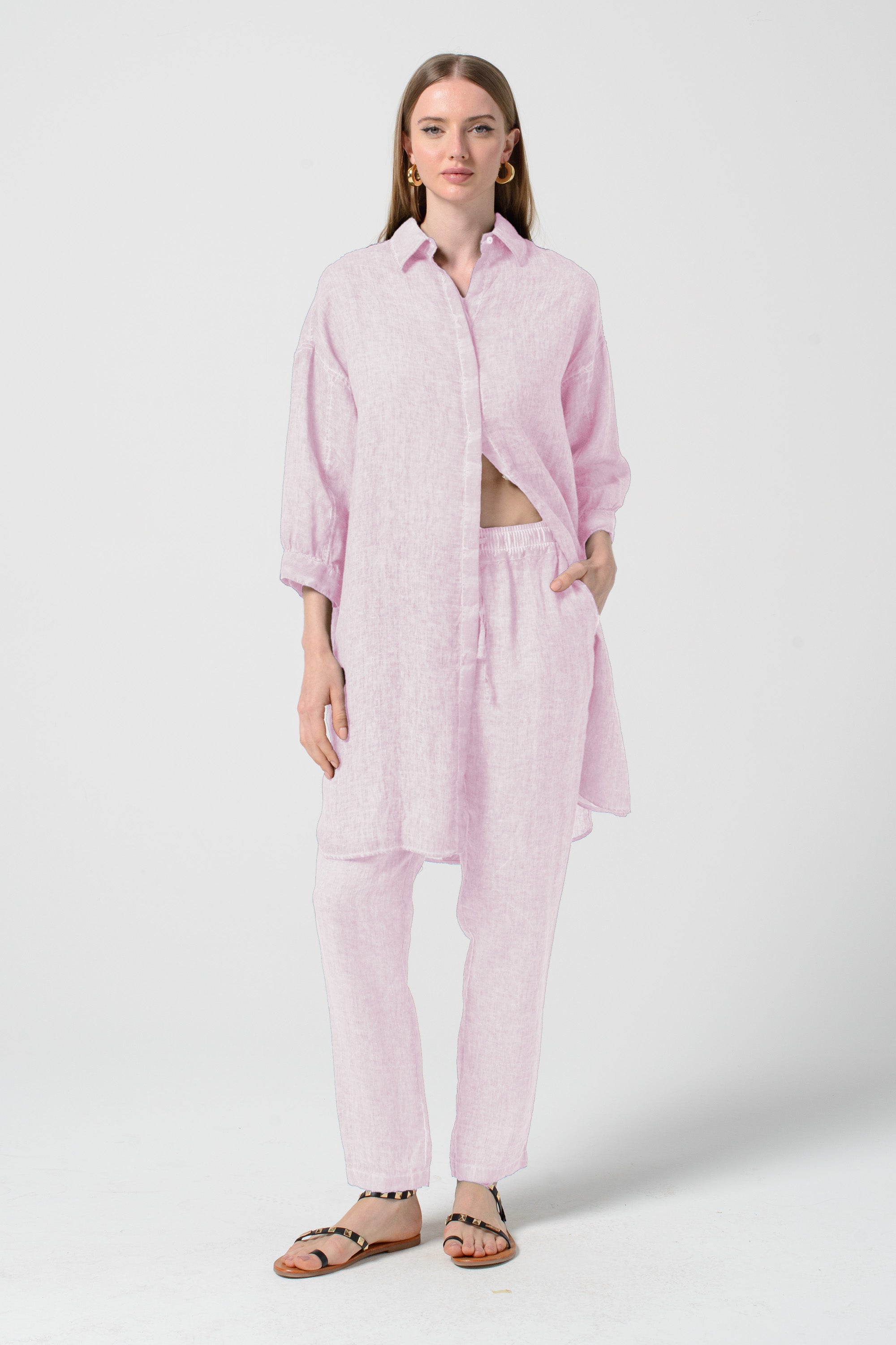 Lady Linen Shirtdress - Rose