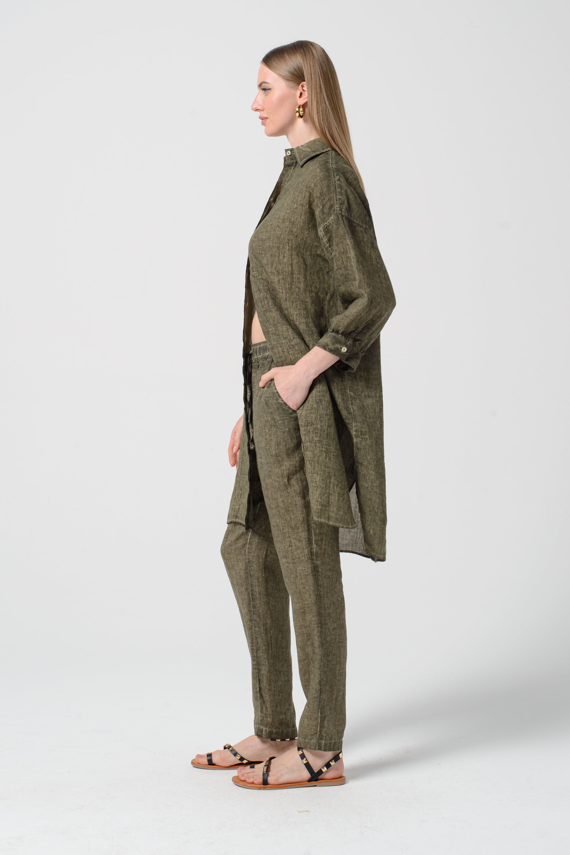 Lady Linen Shirtdress - Willow
