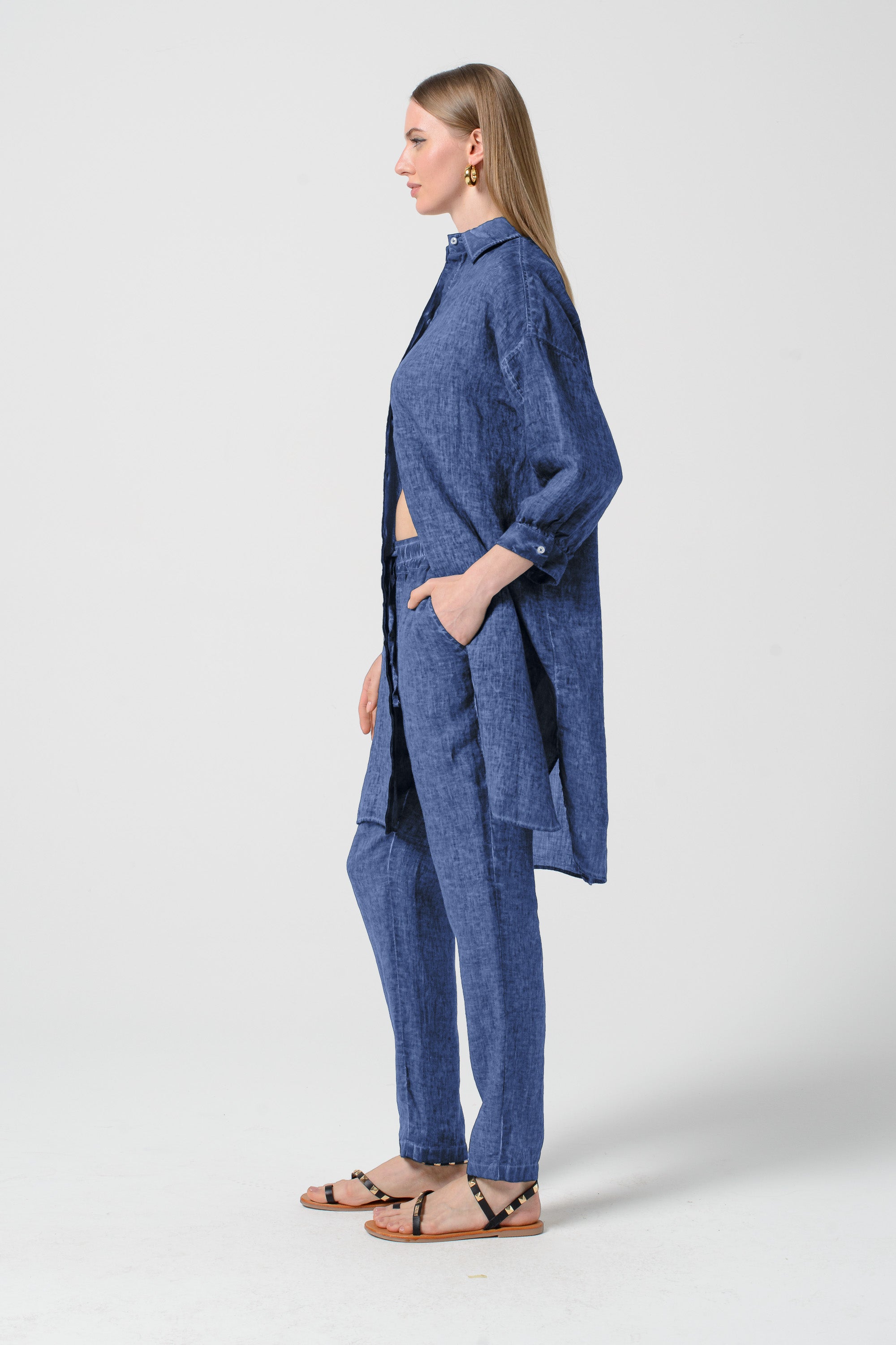 Lady Linen Shirtdress - Nautico
