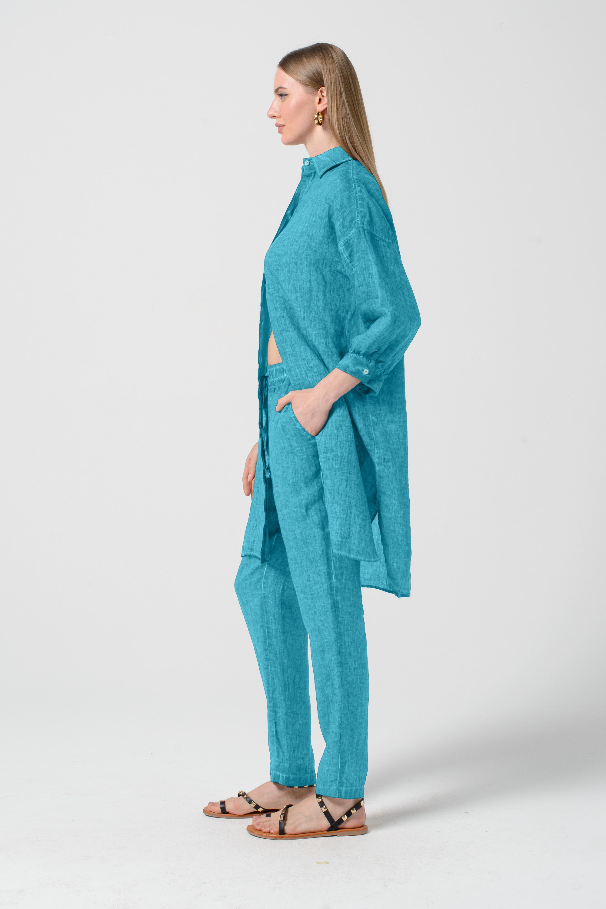 Lady Linen Shirtdress - Nettuno