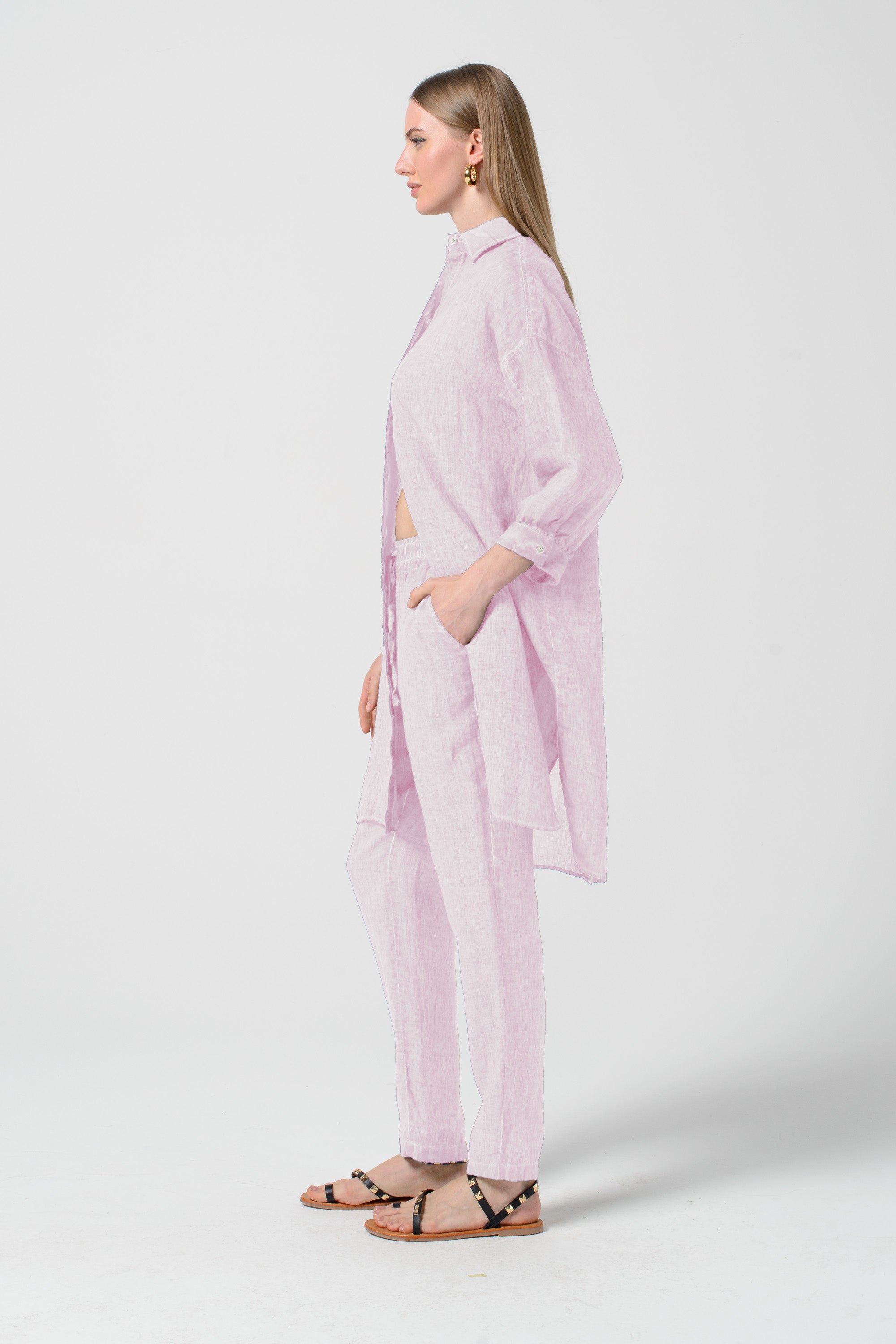 Lady Linen Shirtdress - Rose