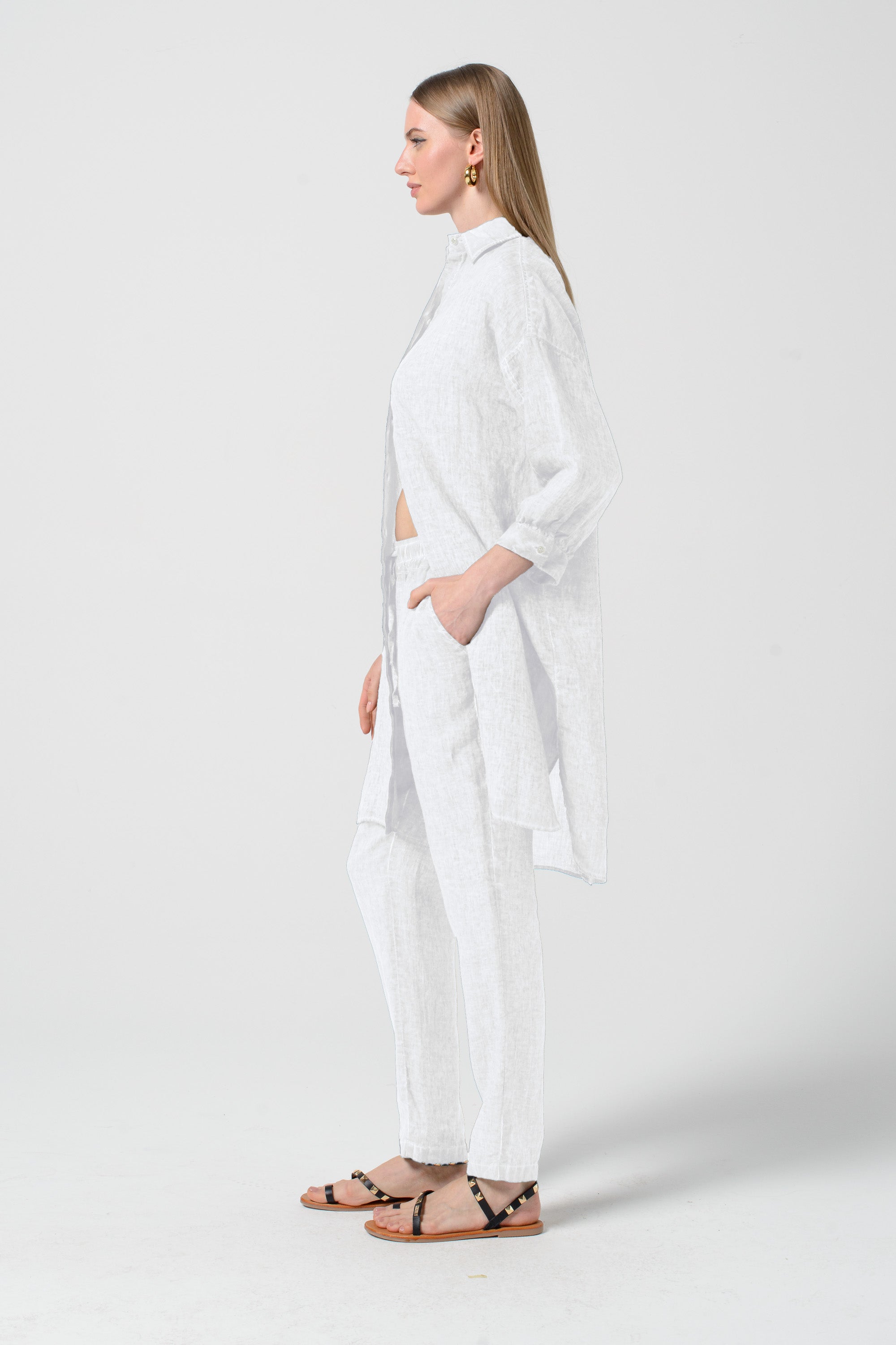 Lady Linen Shirtdress - White