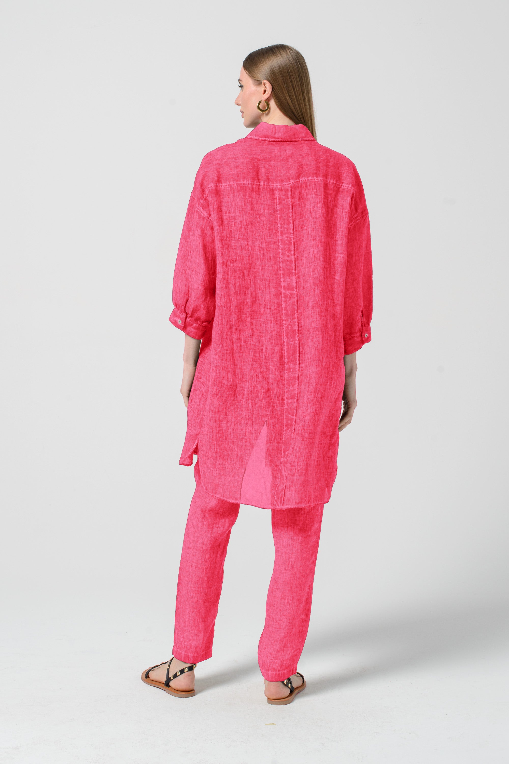 Lady Linen Shirtdress - Azalea